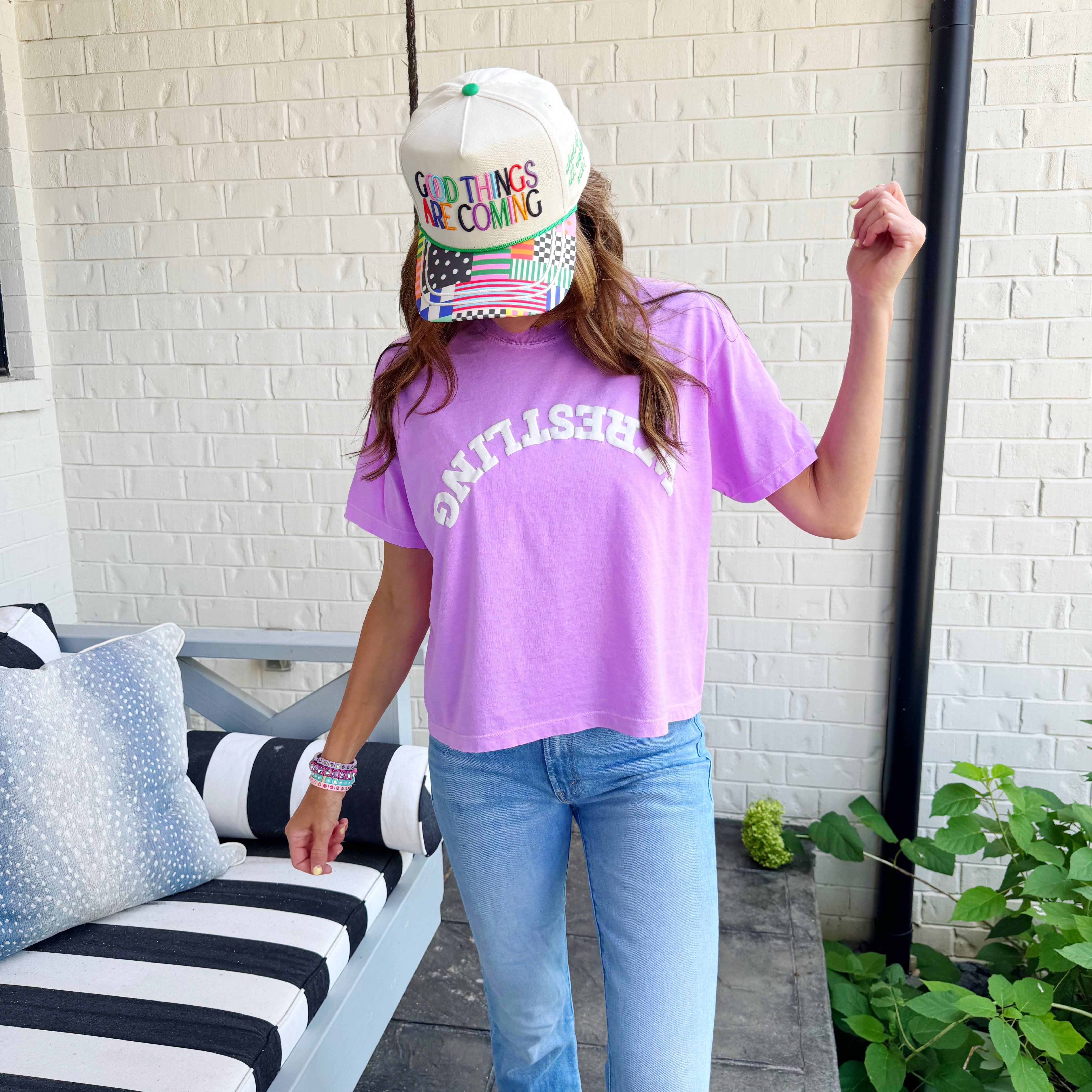 Upside Down Puff Wrestling Cropped Tee