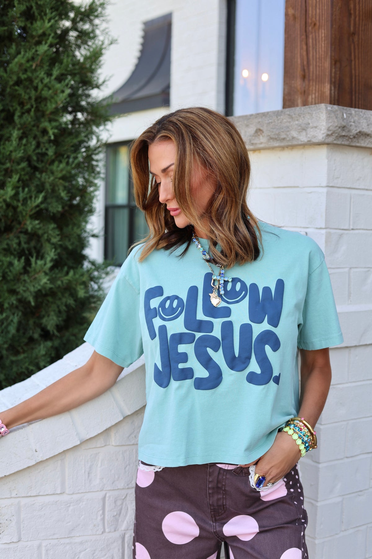 Follow Jesus Puff Crop Tee
