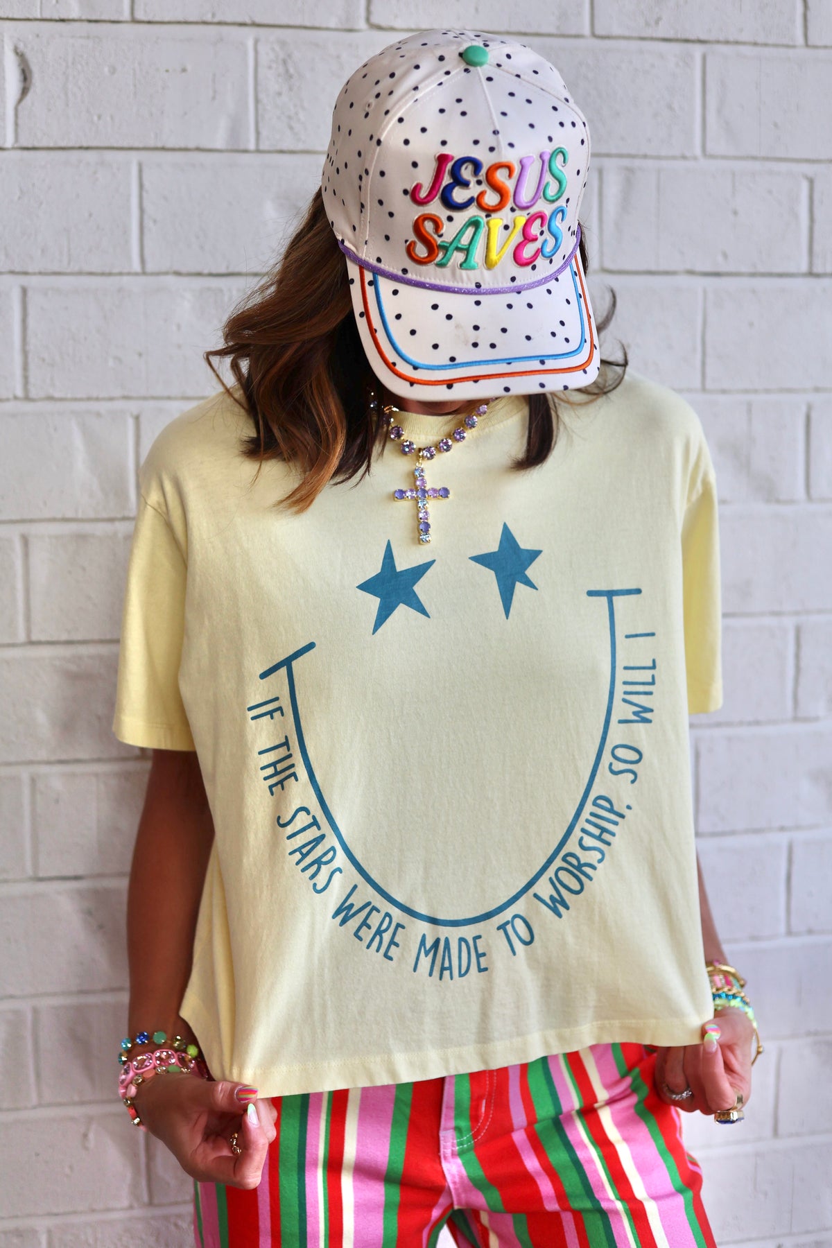 Smiley Stars Were Made to Worship Crop Tee