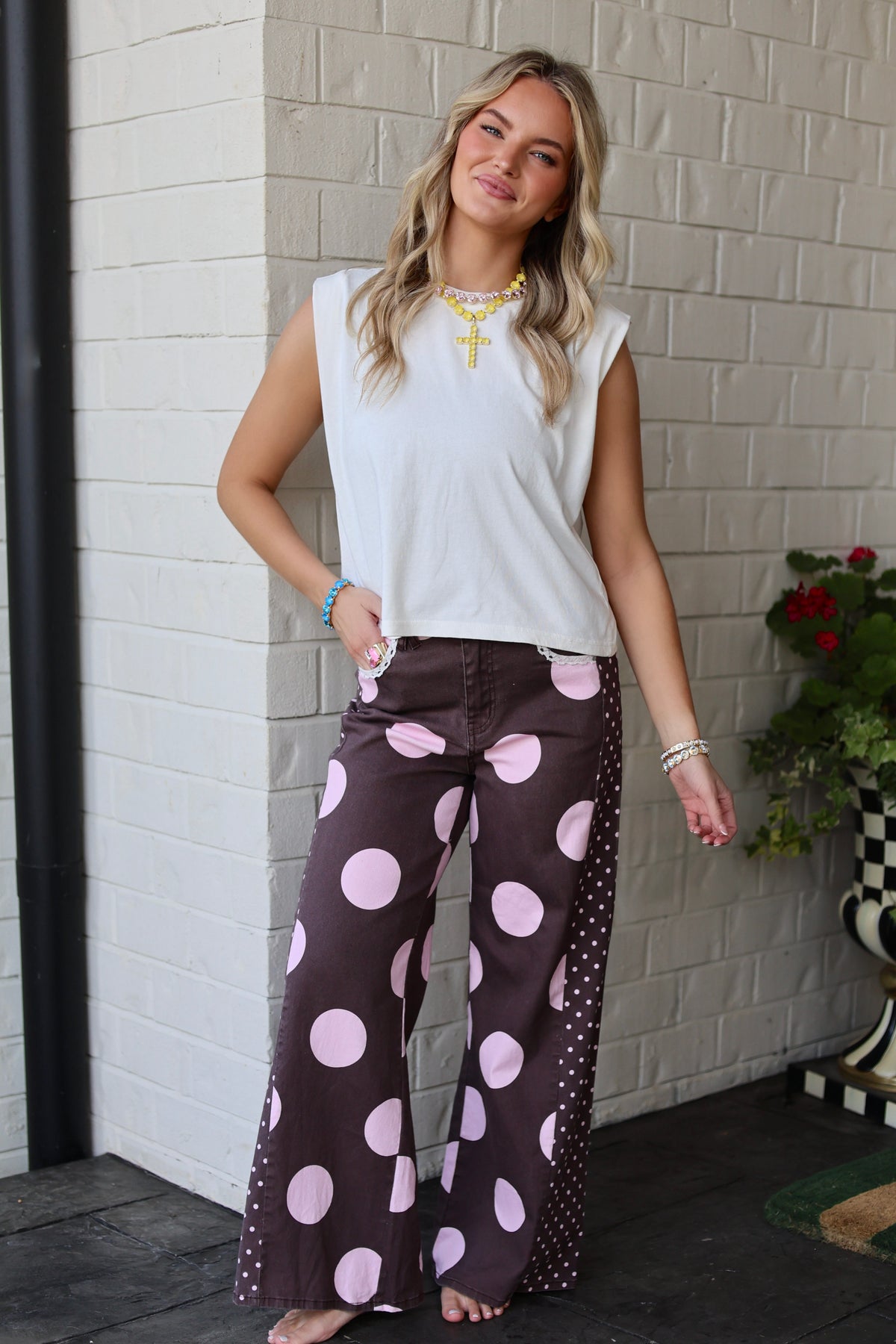 Brown Polka Dot Denim - PRE-SALE - Ships 10/2*