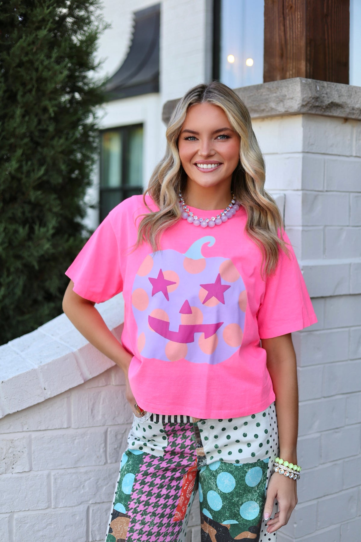 Polka Dot Jack-O-Lantern Crop Tee