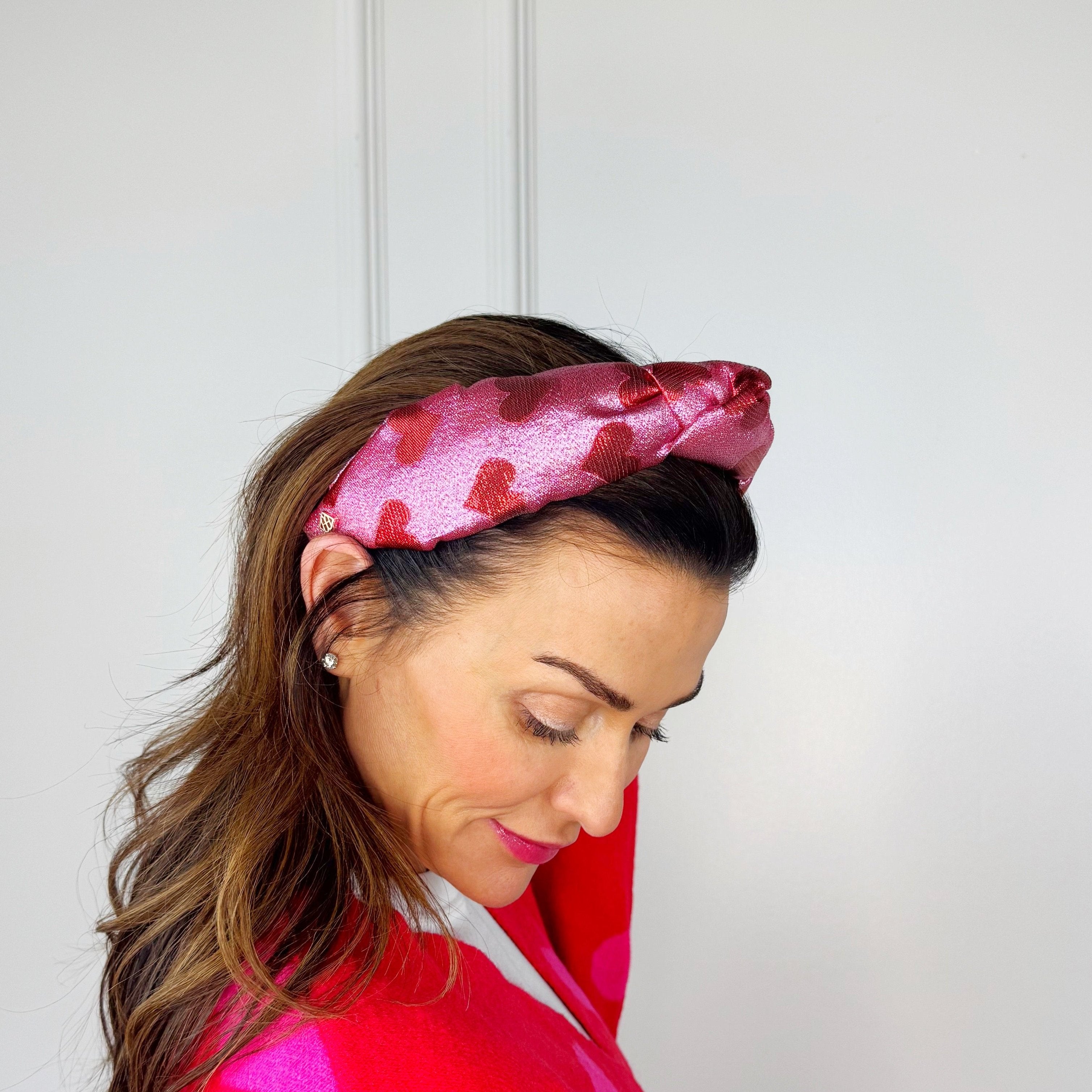 Pink & Red Hearts Shimmer Headband Youth & Adult