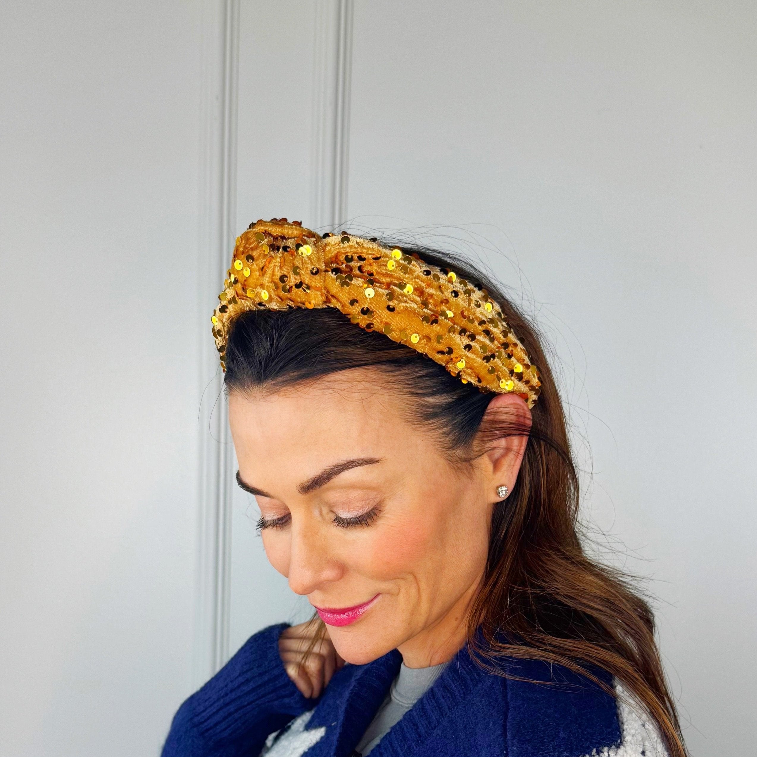 Gold Sequin Knotted Headband