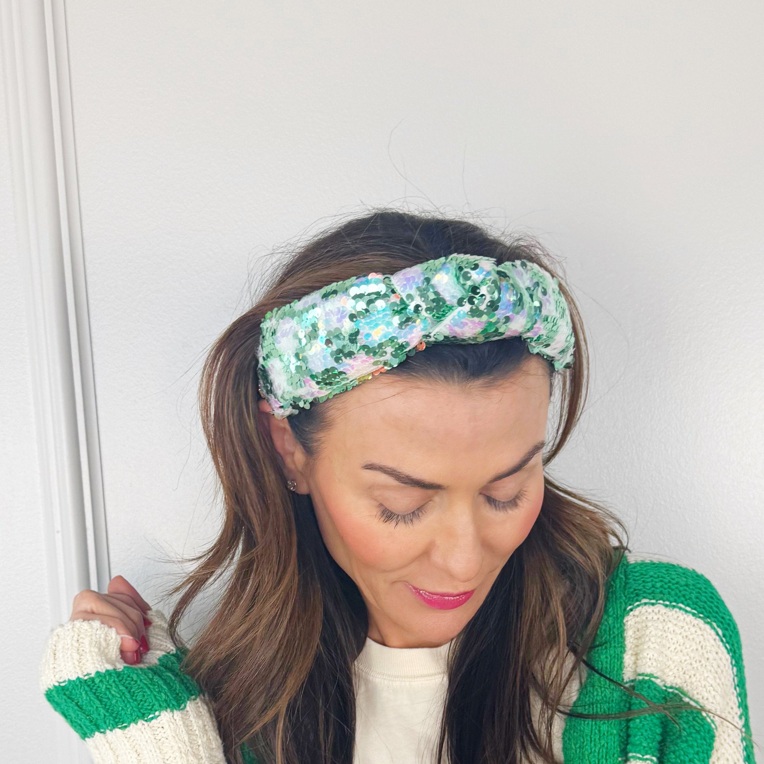 Green Iridescent Sequin Headband