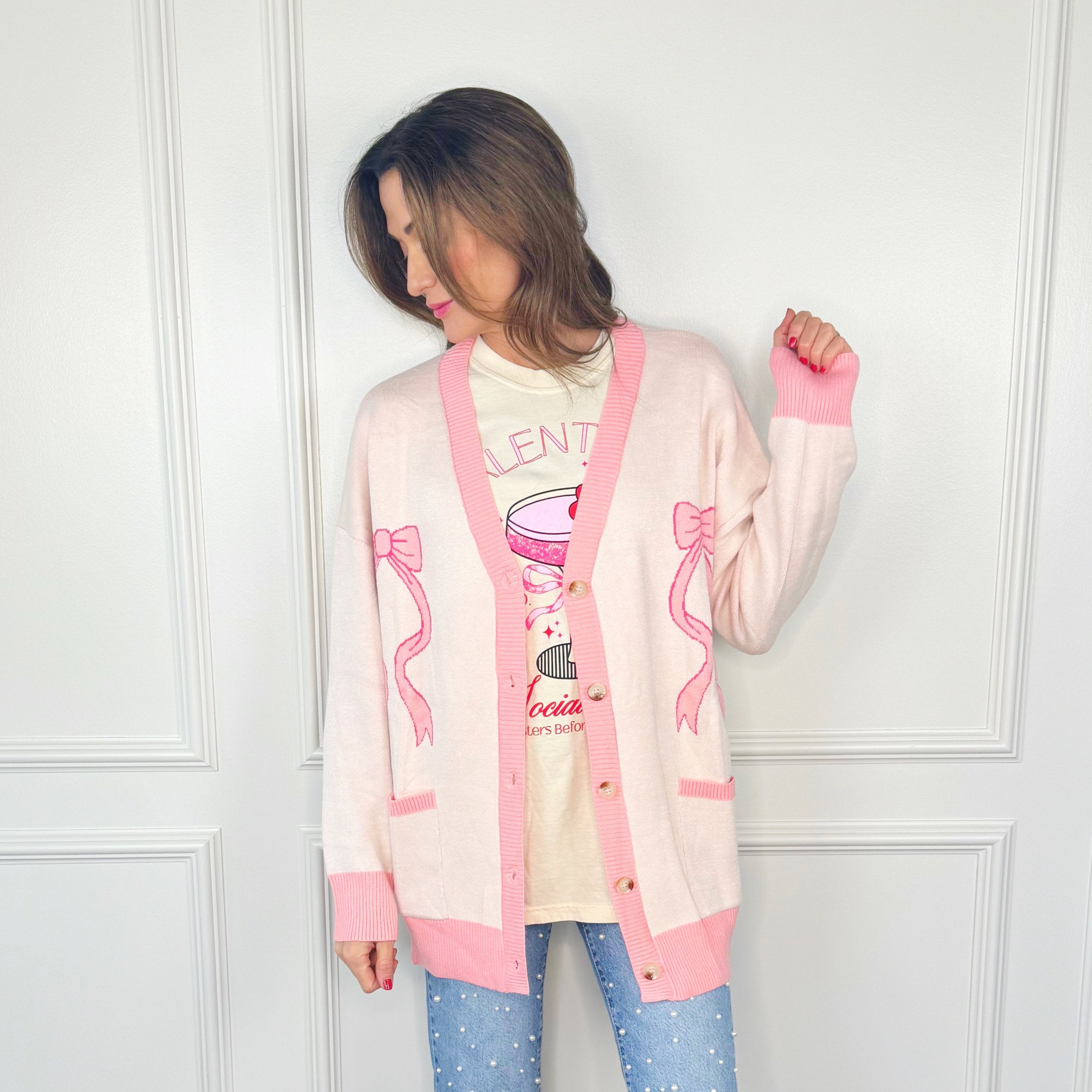 Pink Bows Cardigan