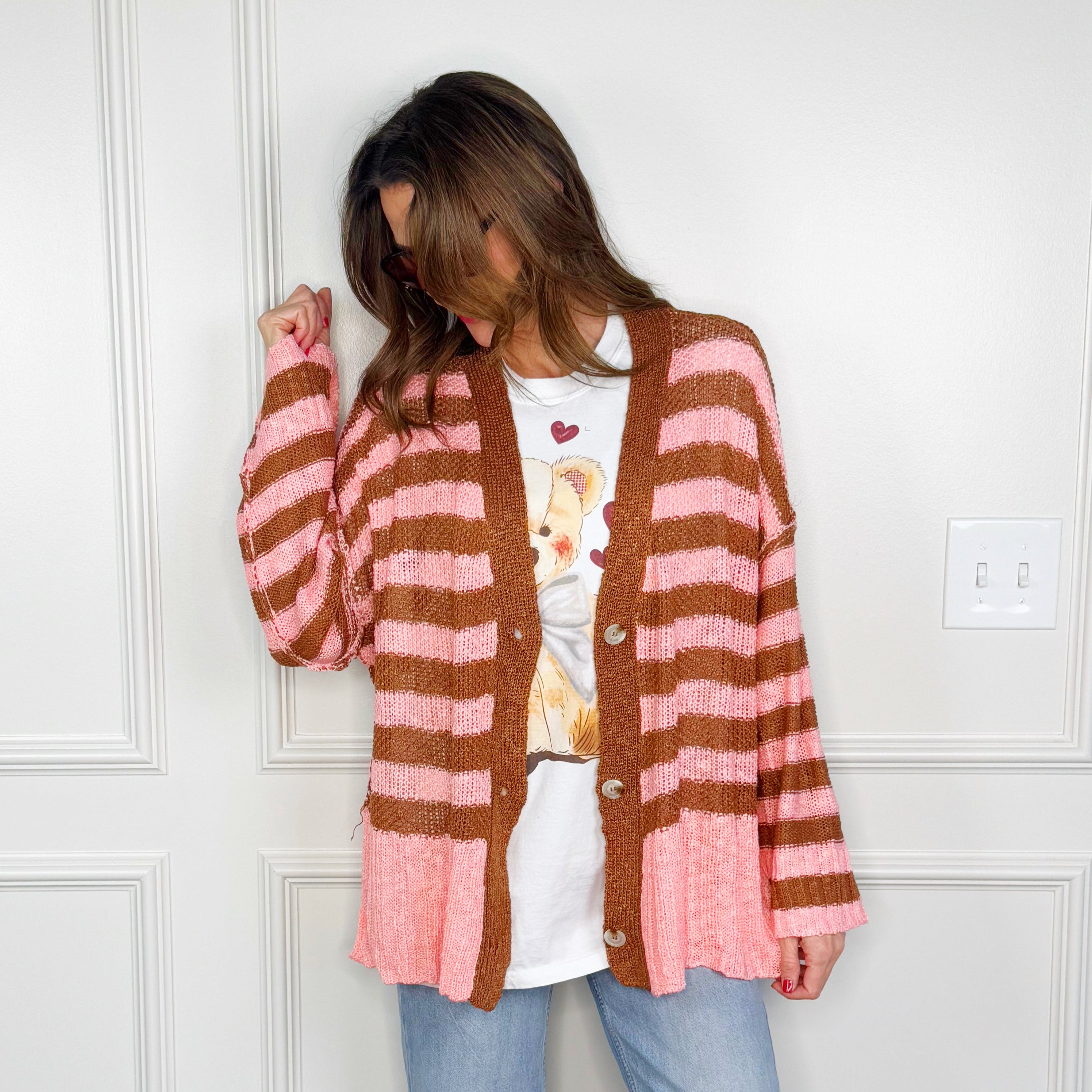 Brown Striped Cardigan