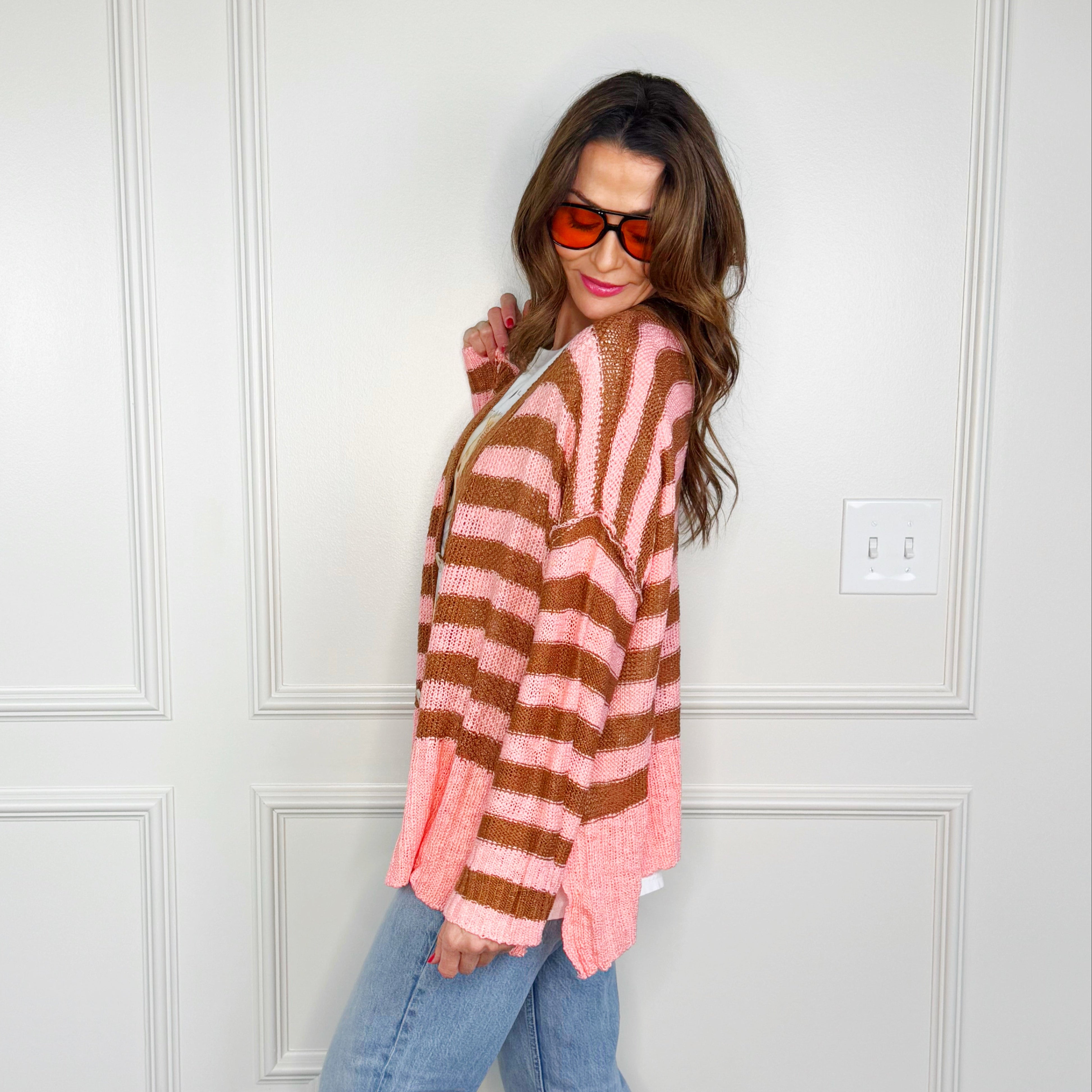 Brown Striped Cardigan