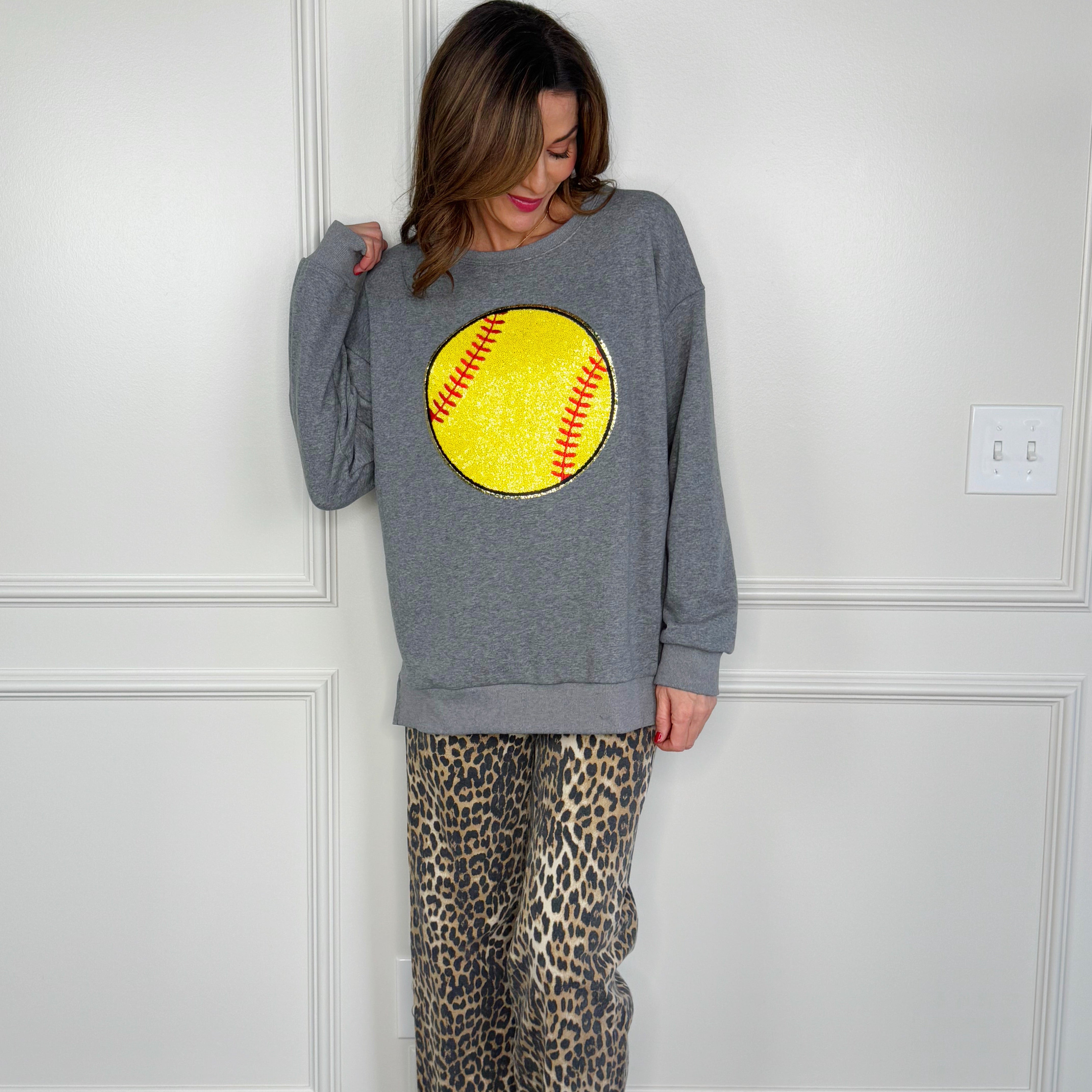 Softball Sequin Patch Sweatshirt