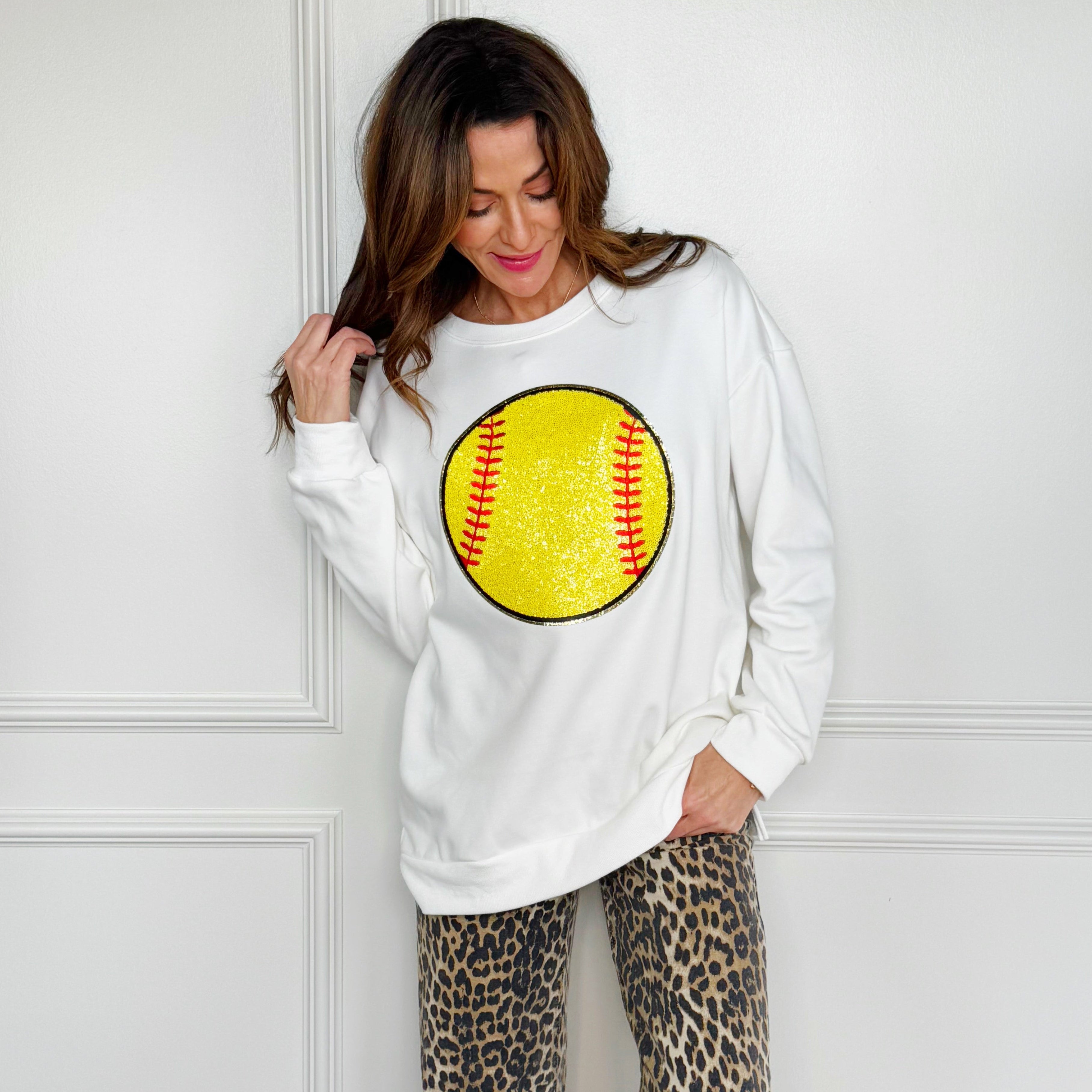 Softball Sequin Patch Sweatshirt