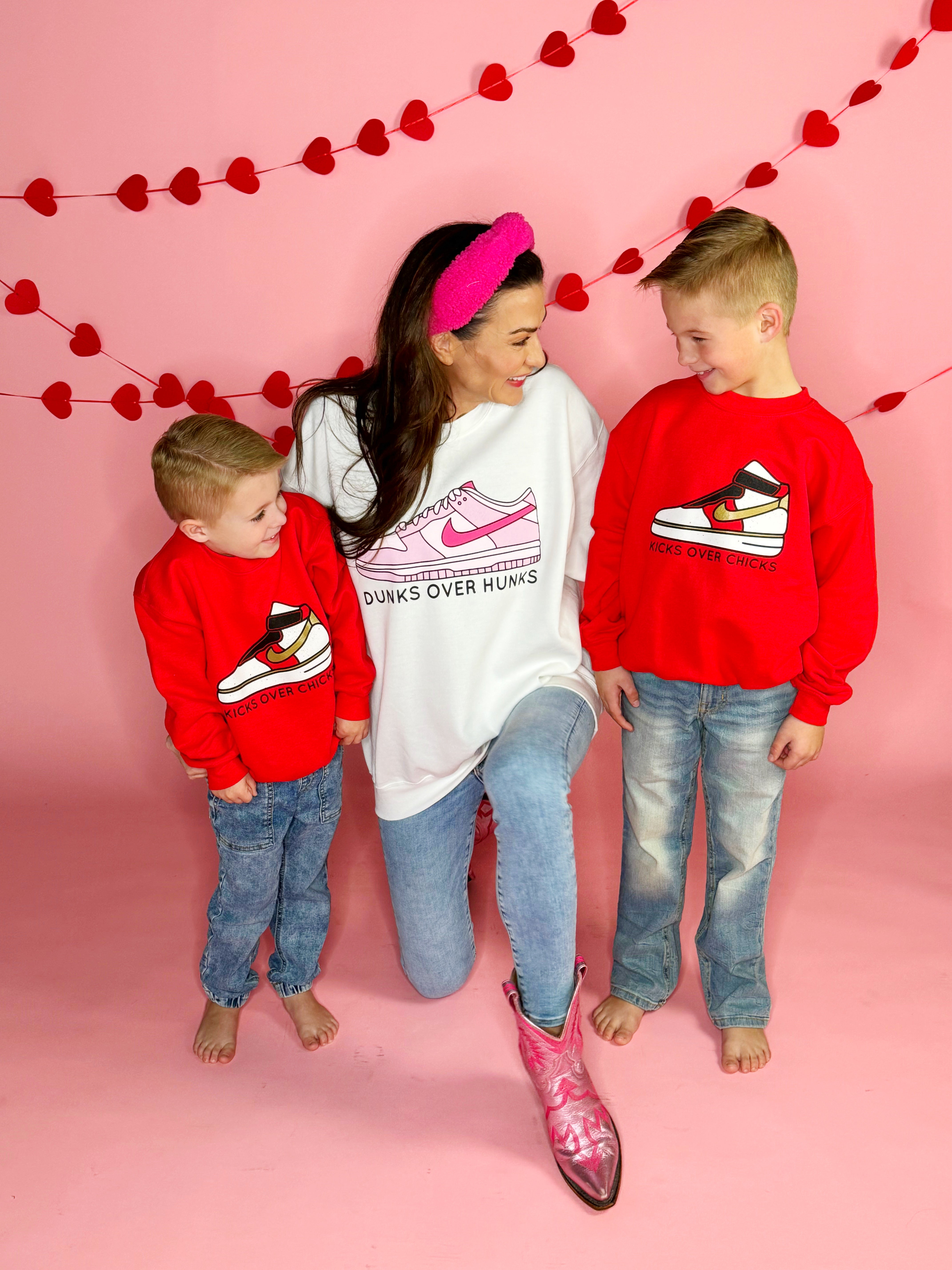 Kicks Over Chicks Youth and Adult Sweatshirt