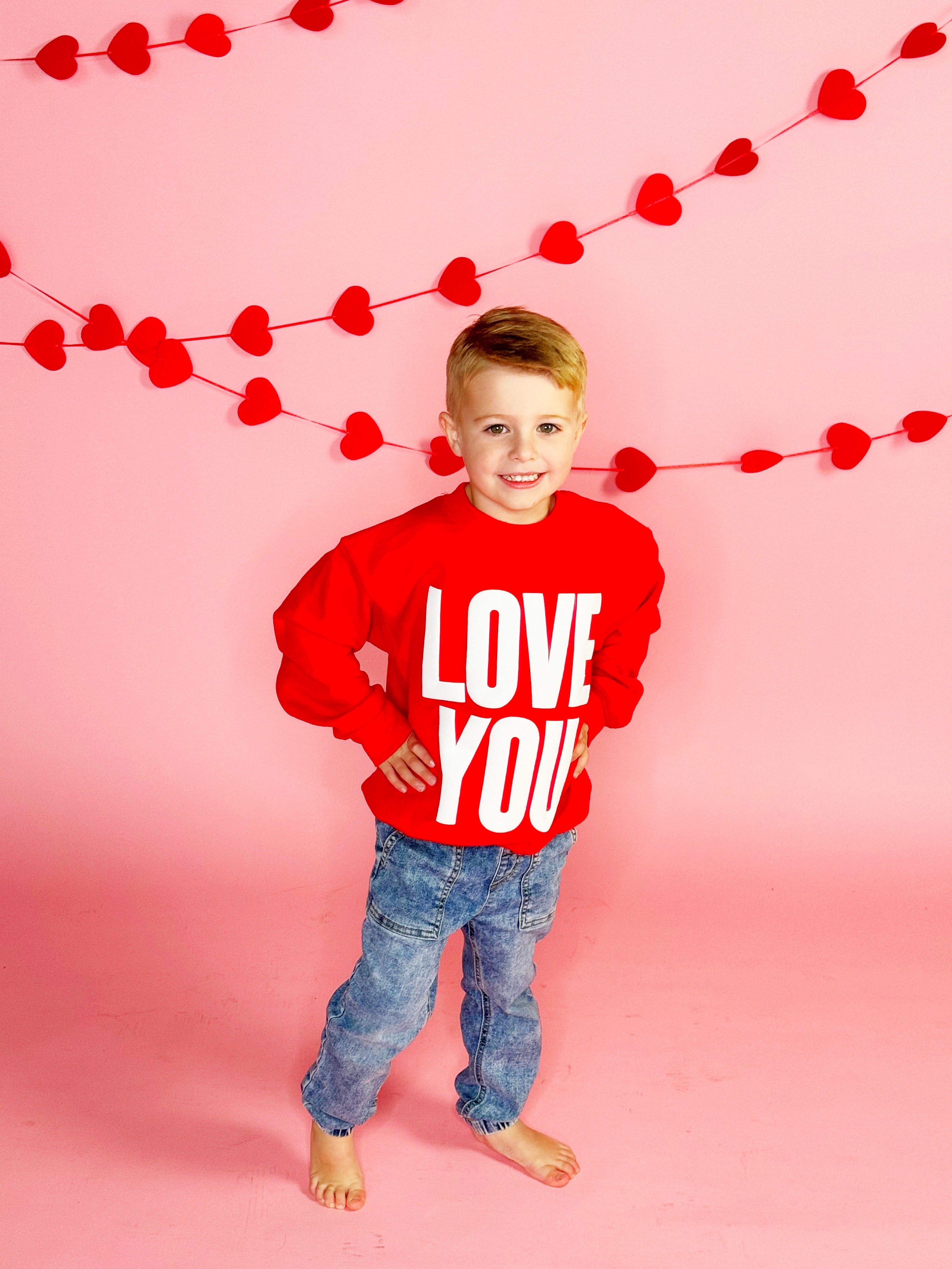 Red Love You Puff Youth and Adult Sweatshirt