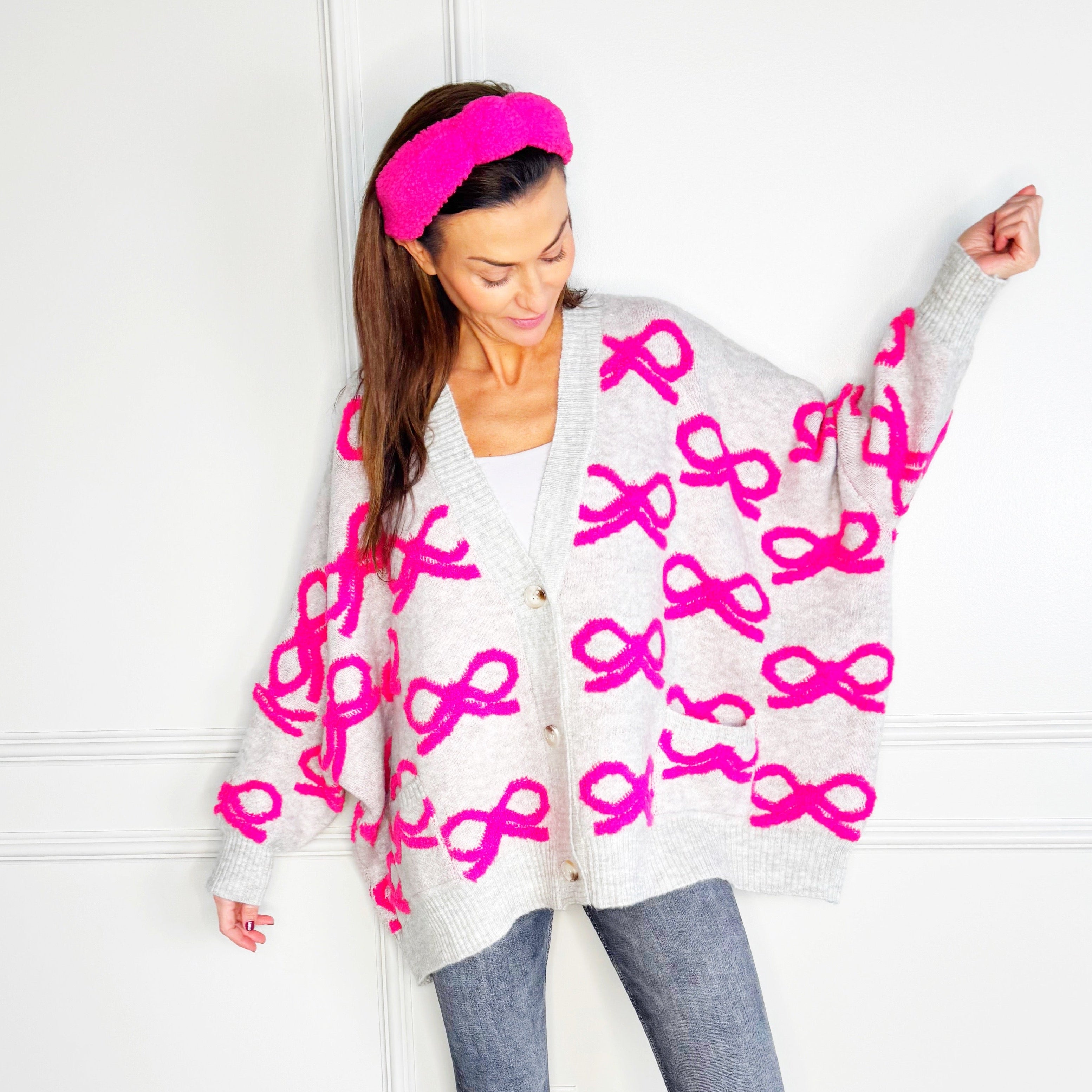 Hot Pink Bows Cardigan