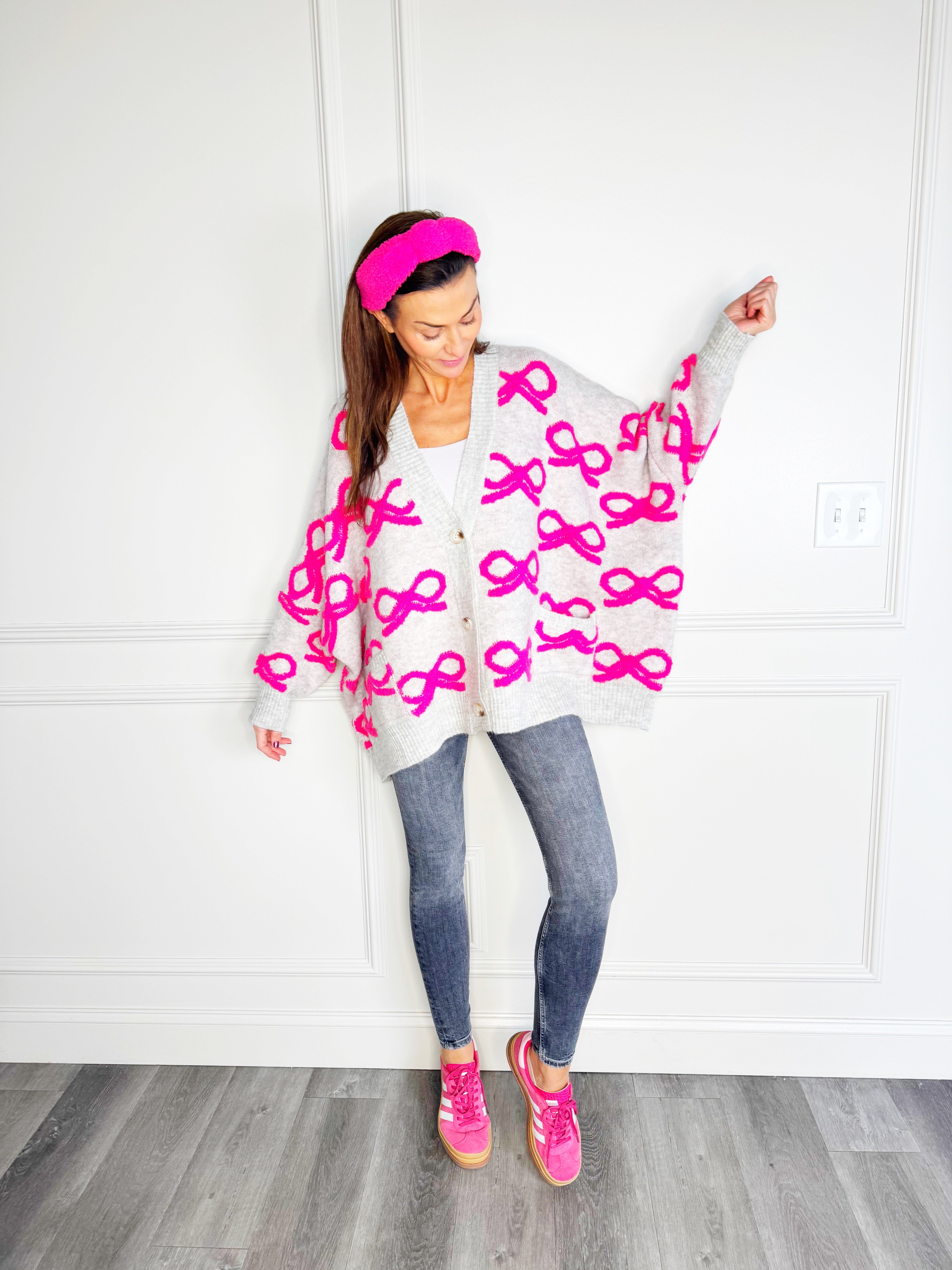 Hot Pink Bows Cardigan