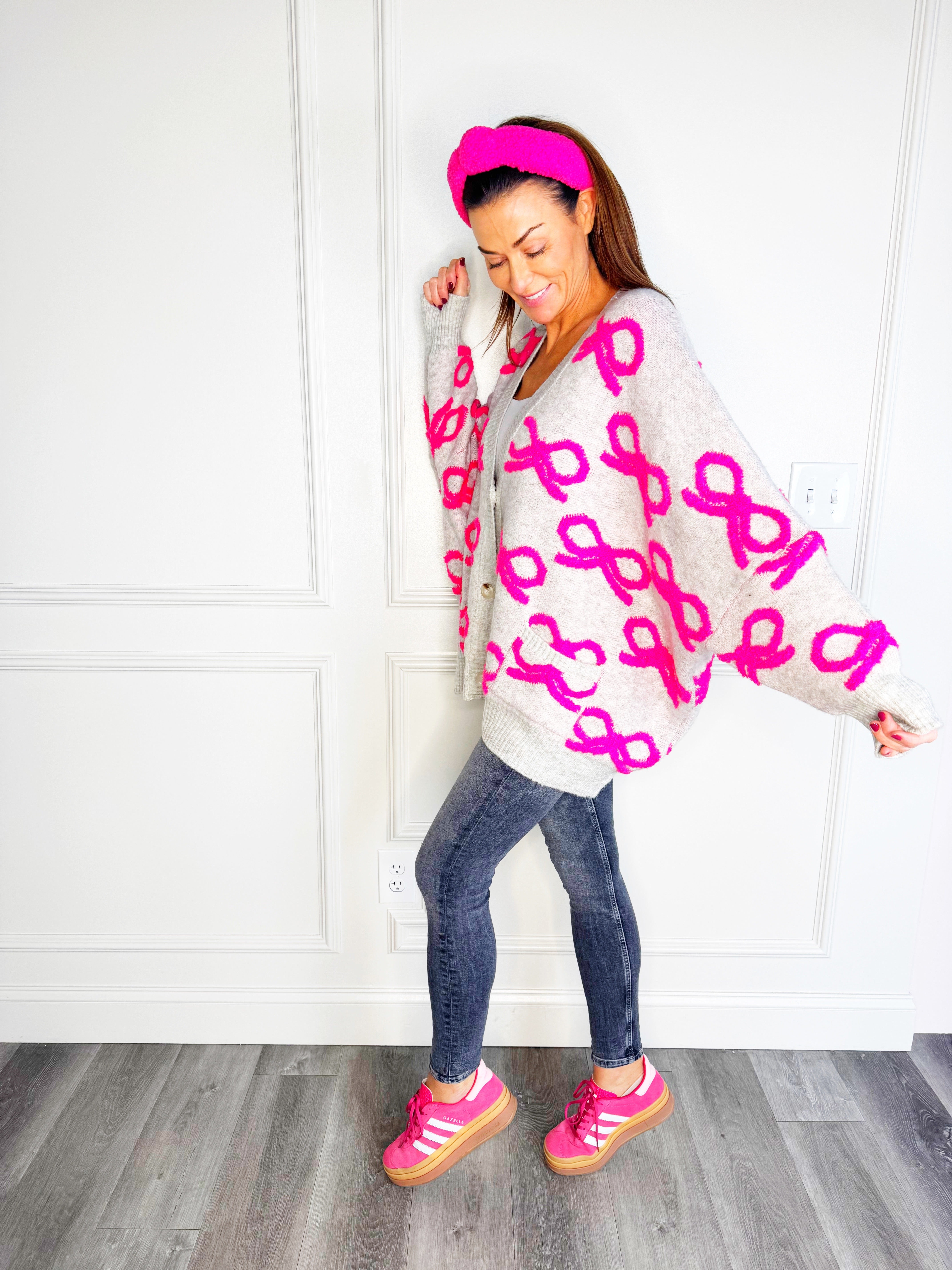 Hot Pink Bows Cardigan