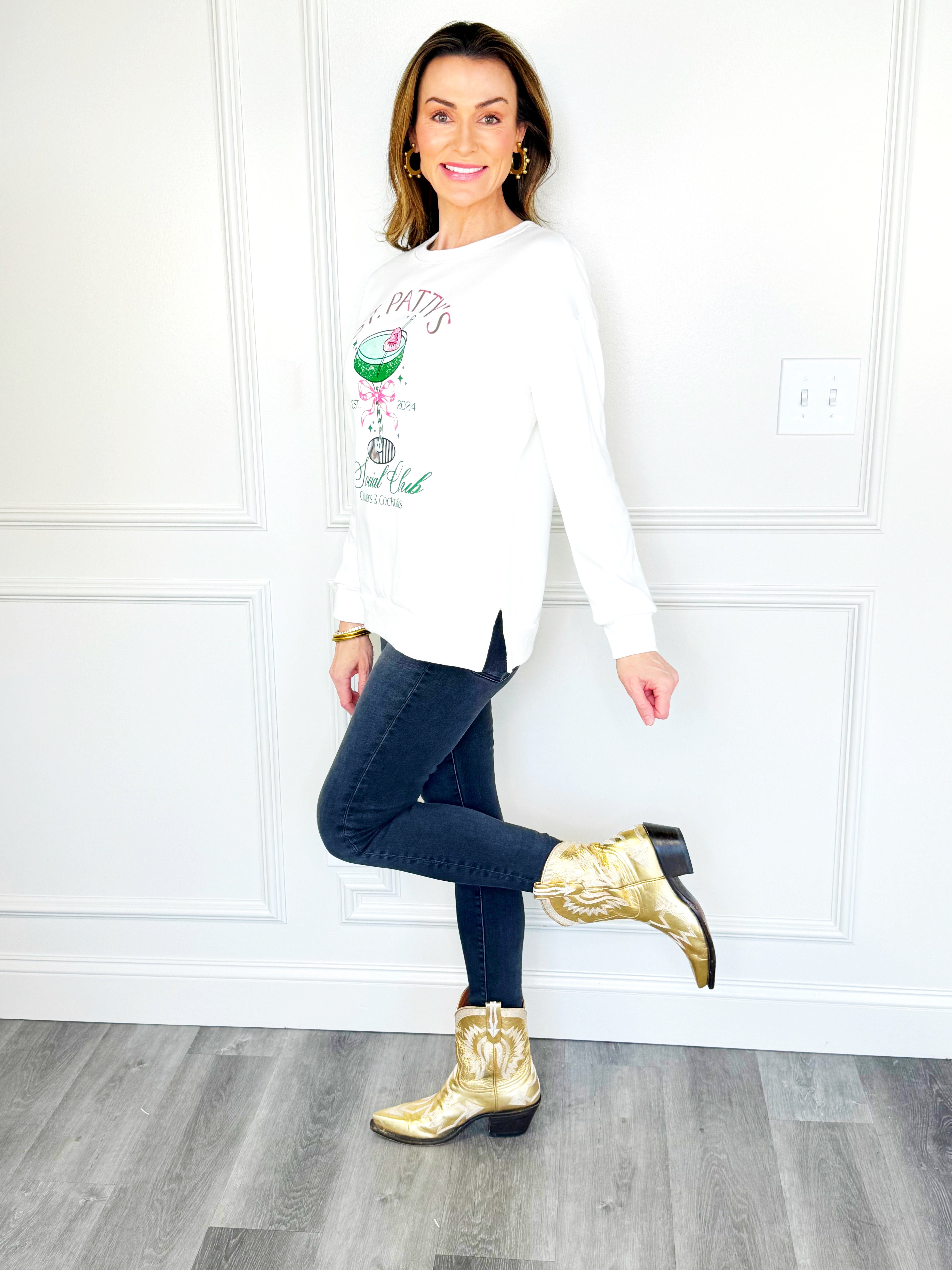 St. Patty's Social Club Poppy & Pine Sweatshirt with Side-Slit