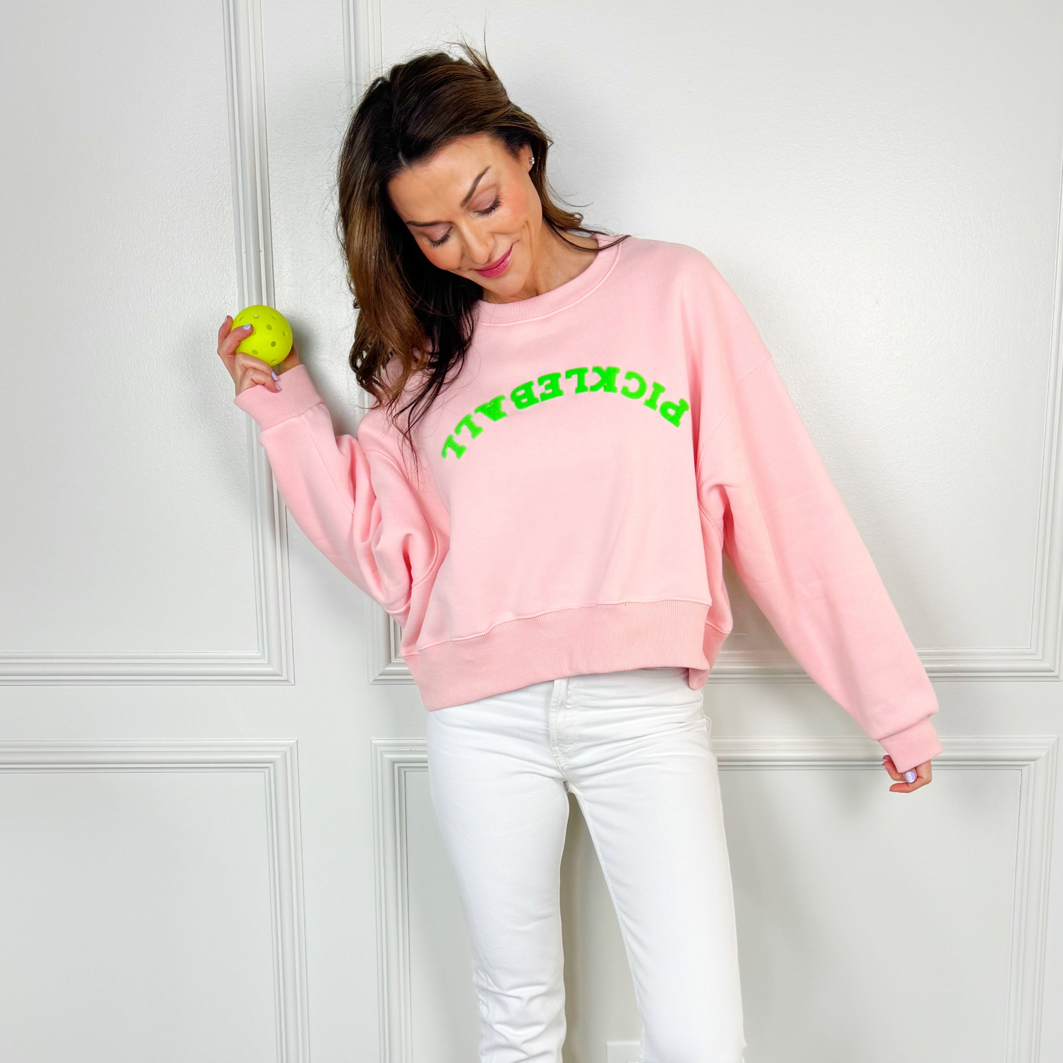 Upside-Down Puff Pickleball Crop Sweatshirt