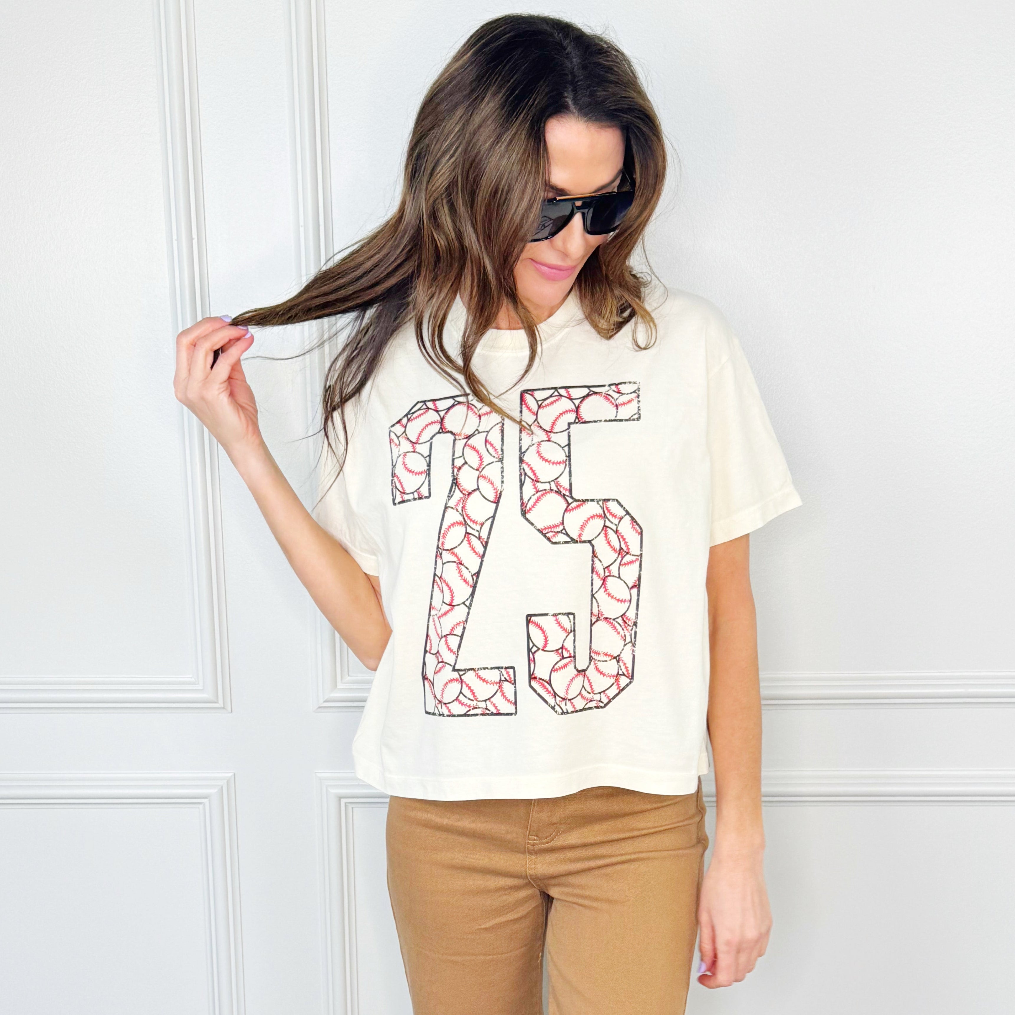 Custom Baseball Number Crop Tee