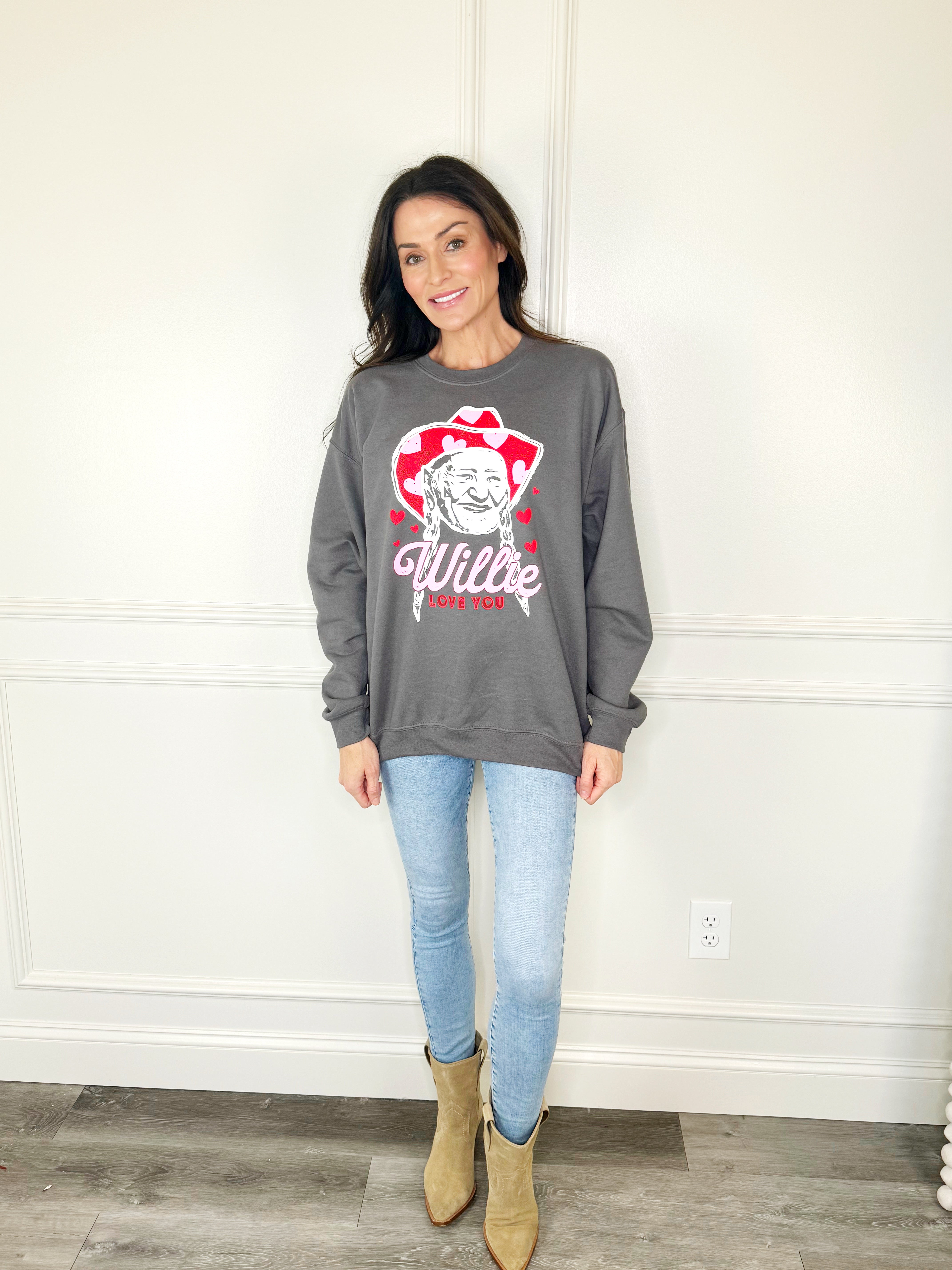 Willie Love You Vintage Valentine's Day Sweatshirt