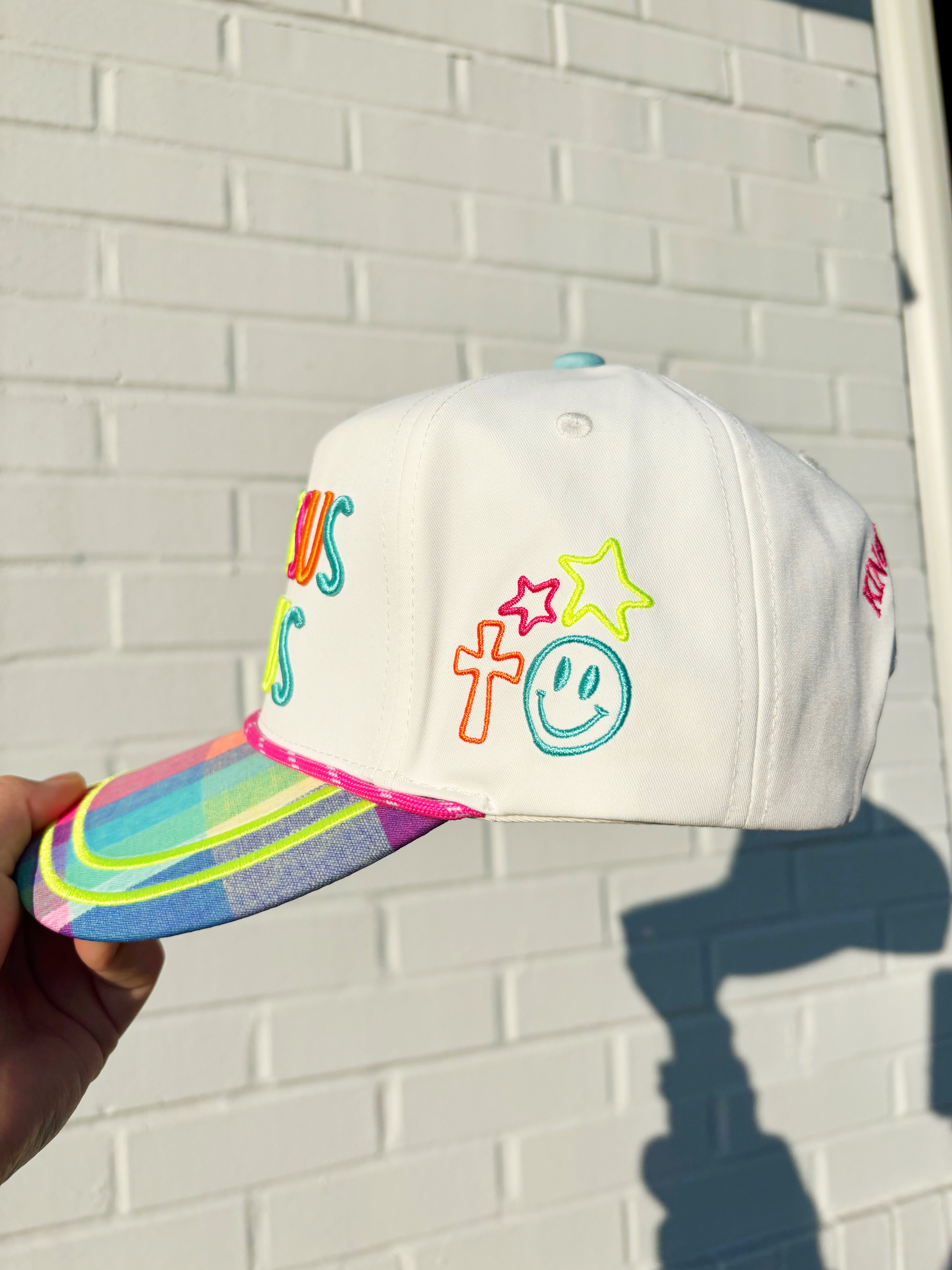 Colorful Plaid Make Jesus Famous Hat- Pre Order