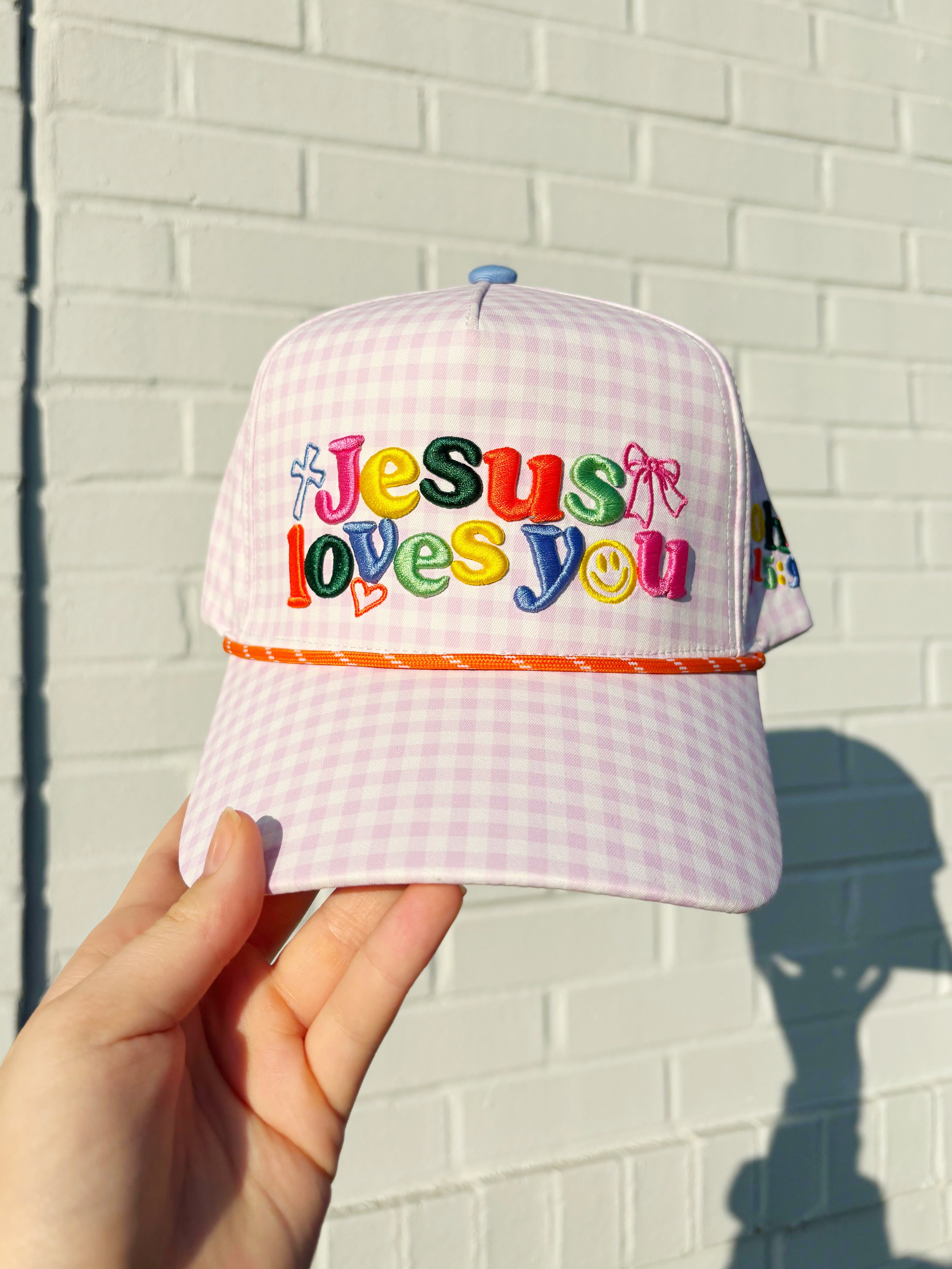 Purple Checker Jesus Loves You Hat- Pre Order
