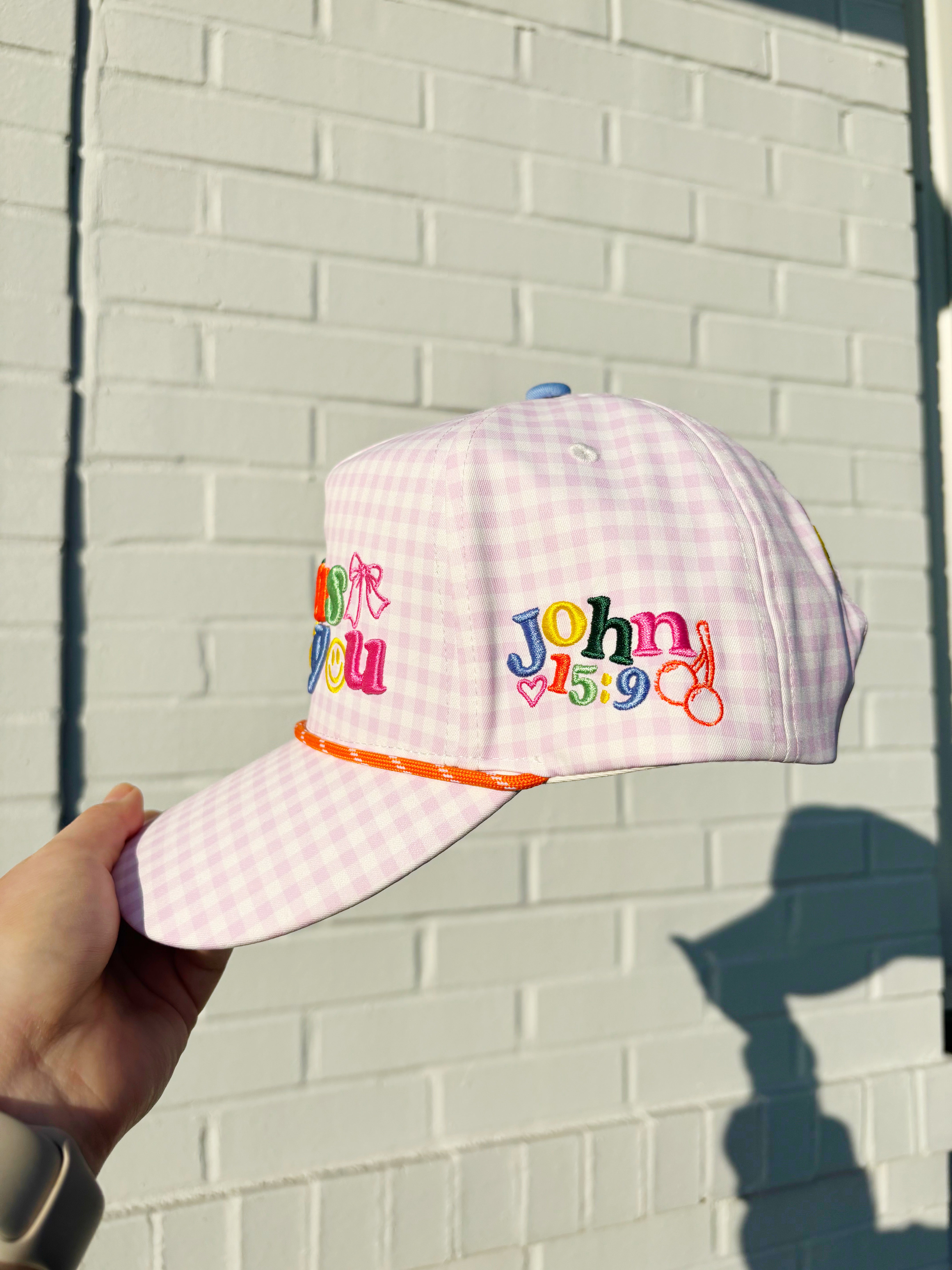 Purple Checker Jesus Loves You Hat- Pre Order