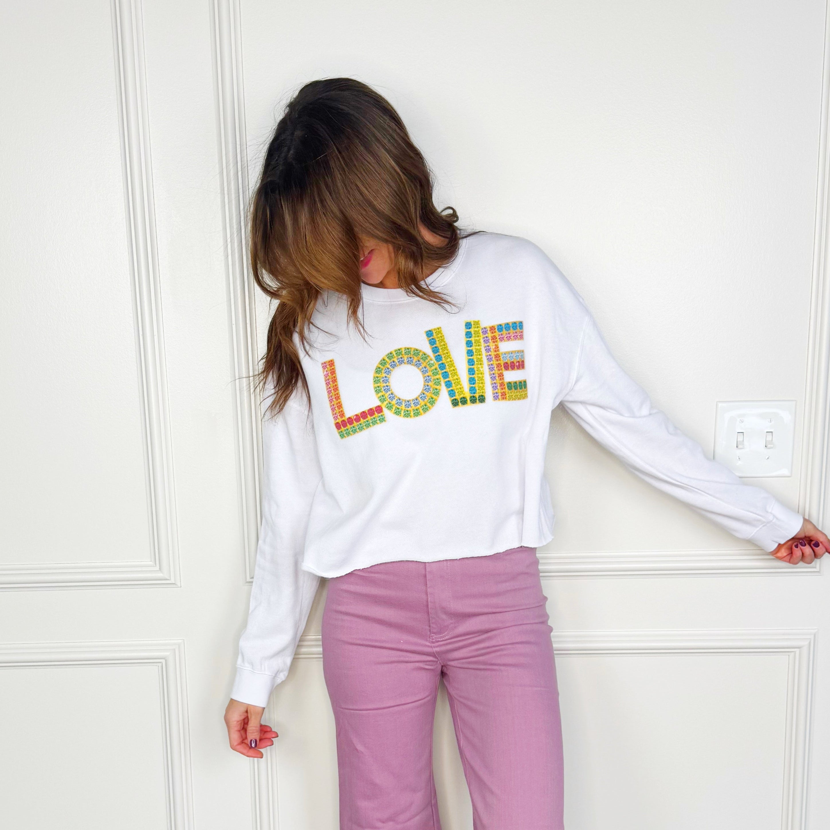 Bedazzled Love Cropped Sweatshirt