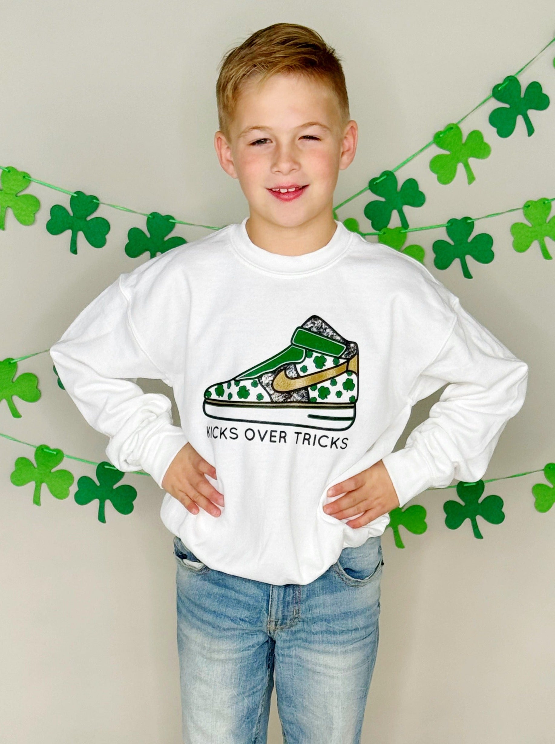 Kicks over Tricks Youth and Adult Sweatshirt