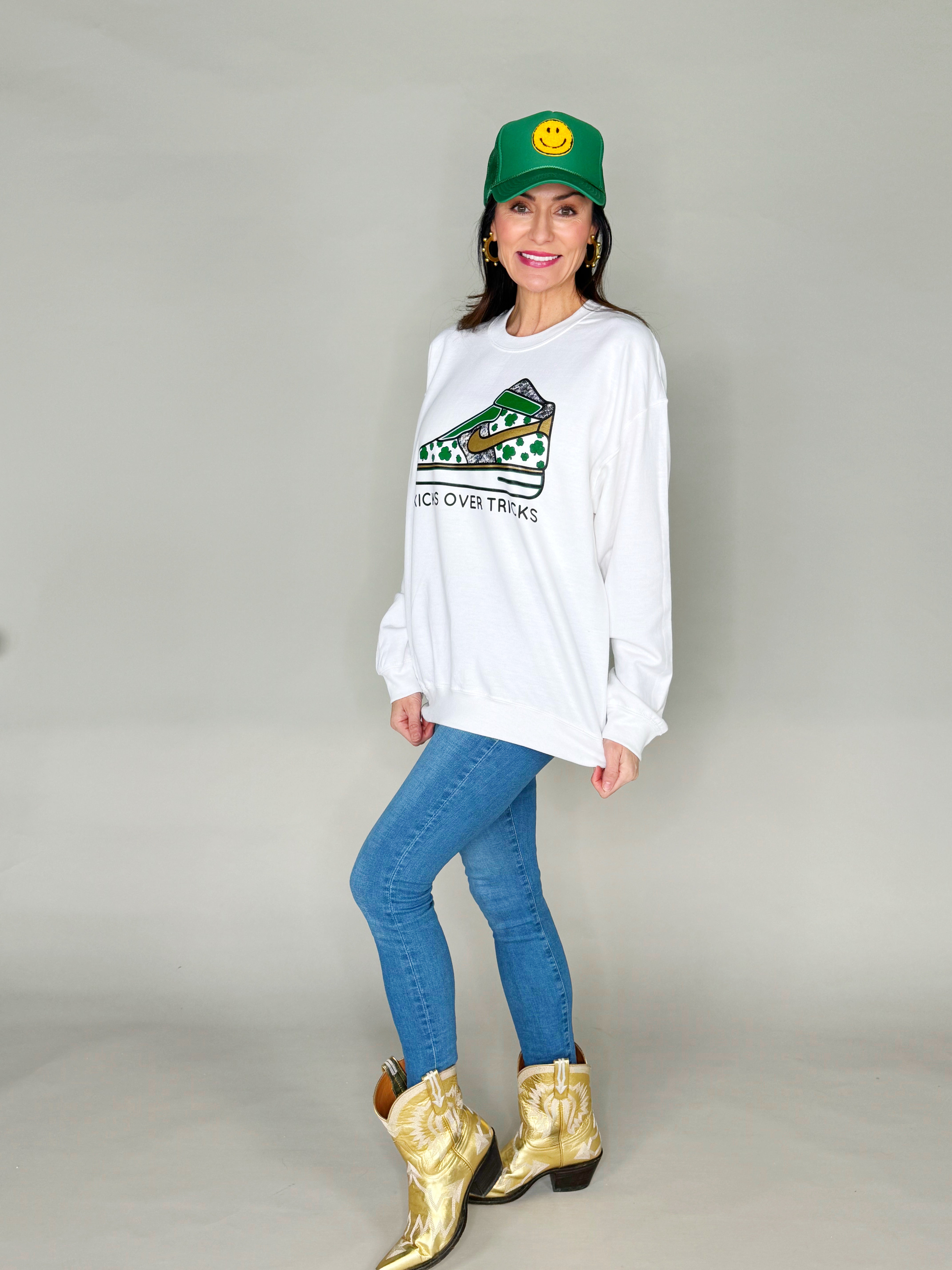 Kicks over Tricks Youth and Adult Sweatshirt