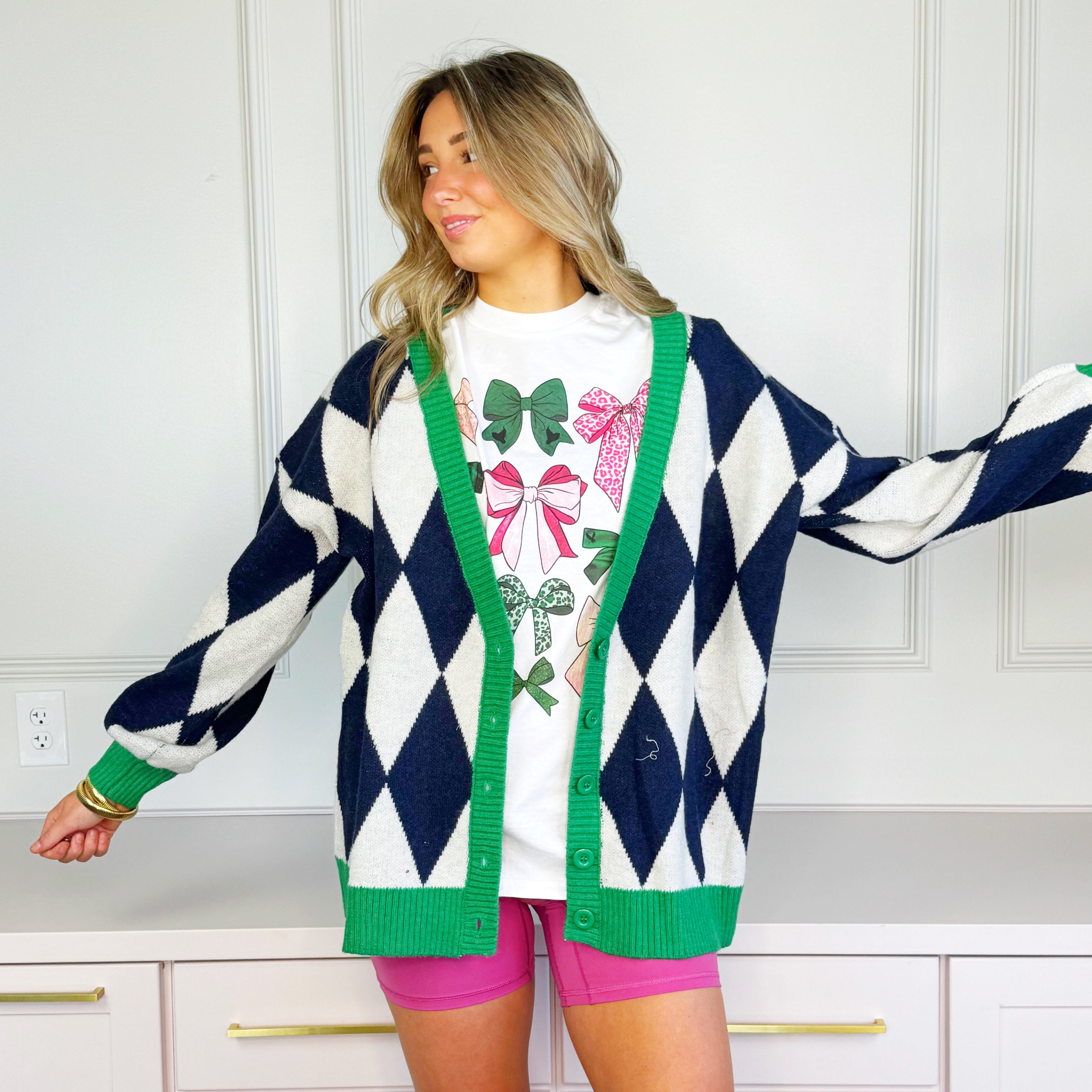 Green And Blue Diamond Cardigan