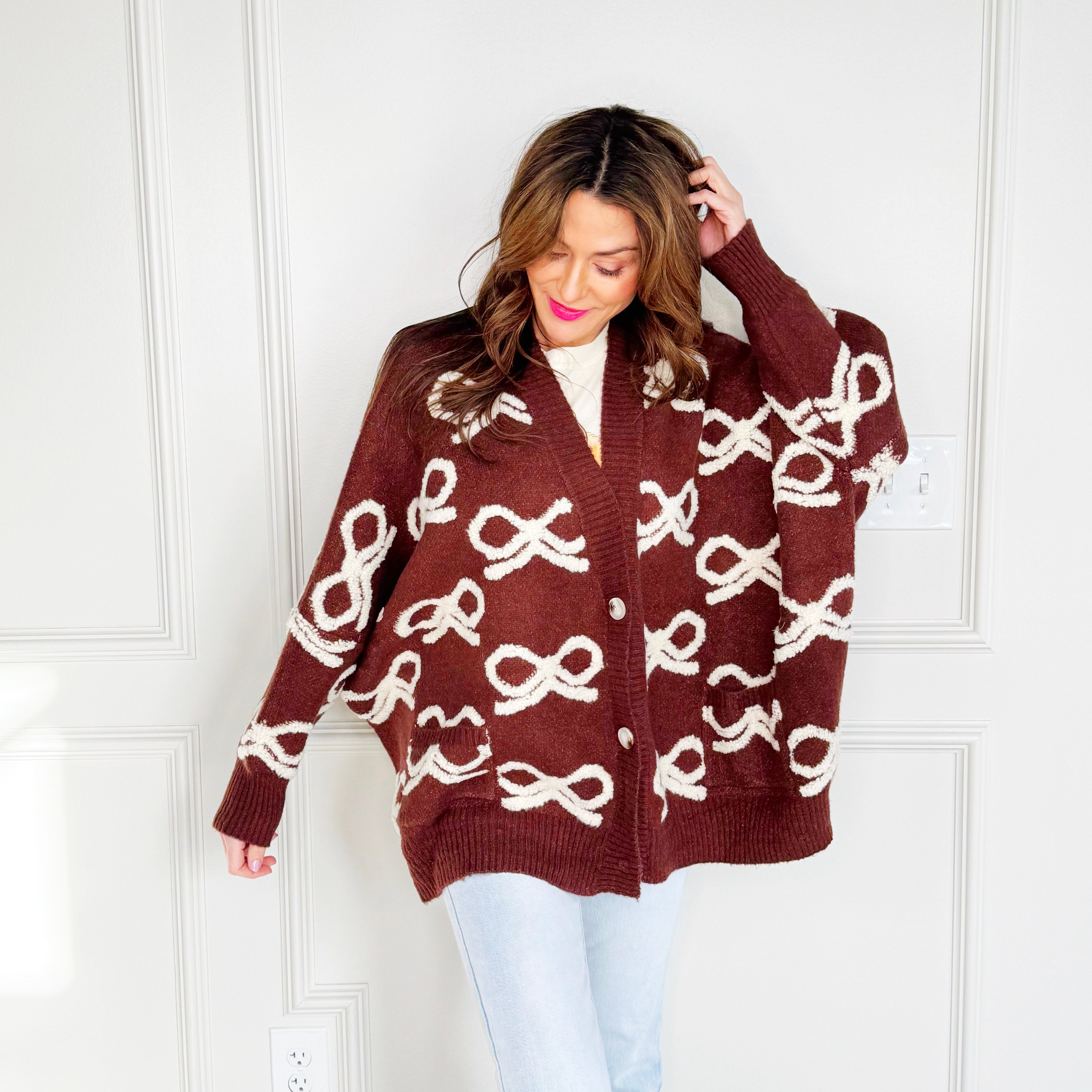 Chocolate Brown Bow Cardigan