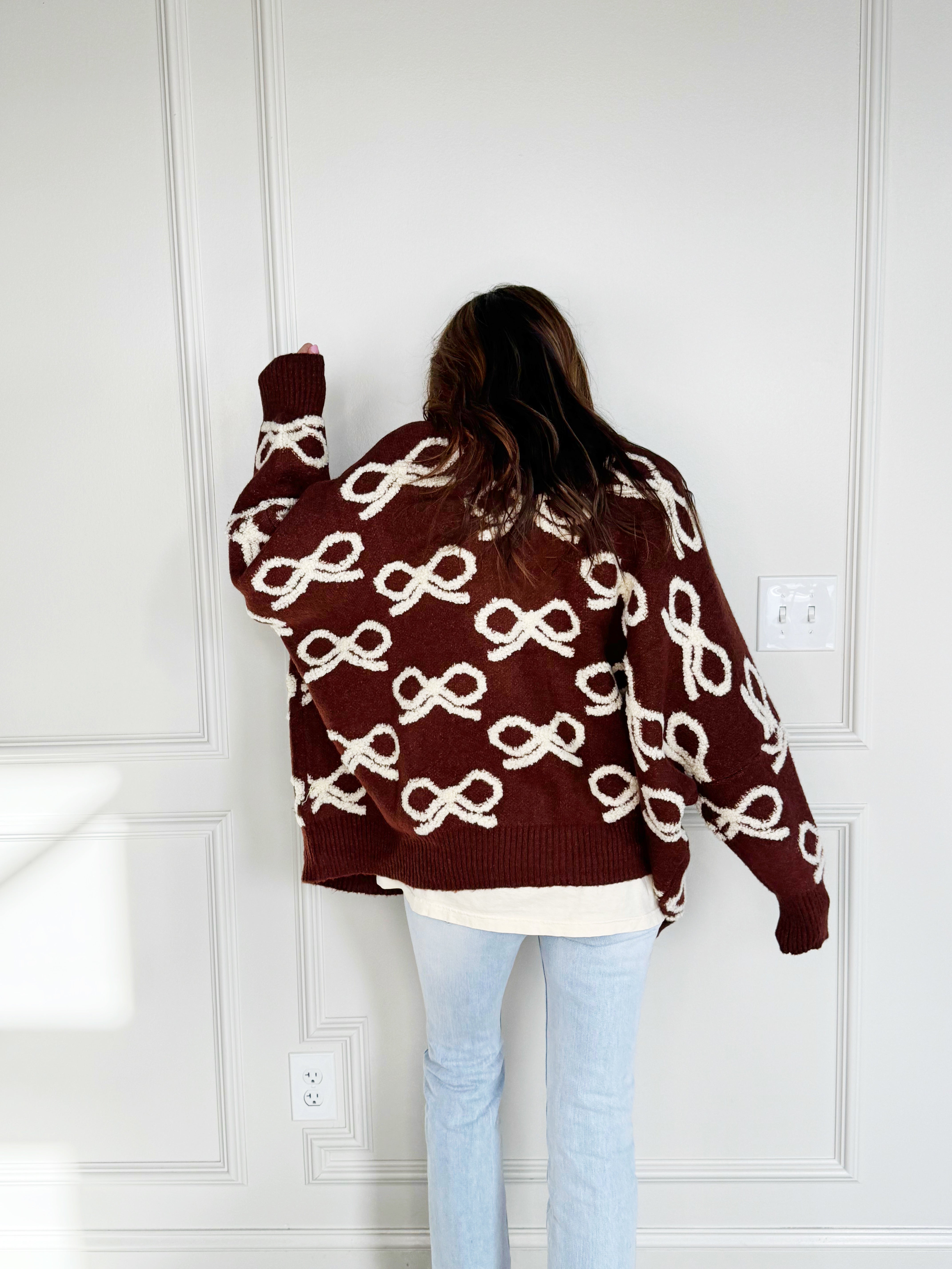 Chocolate Brown Bow Cardigan