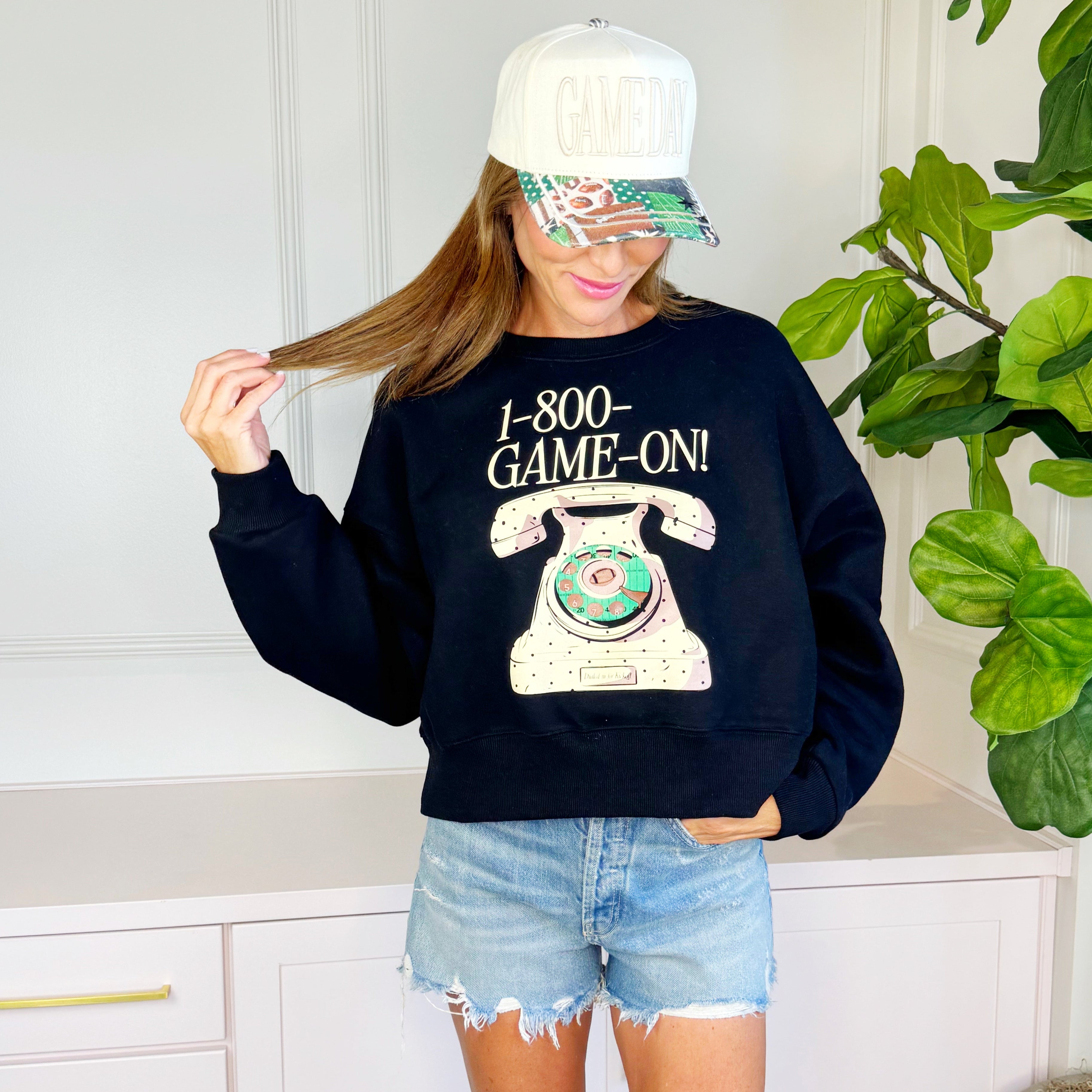 1-800-GAME-ON Crop Sweatshirt