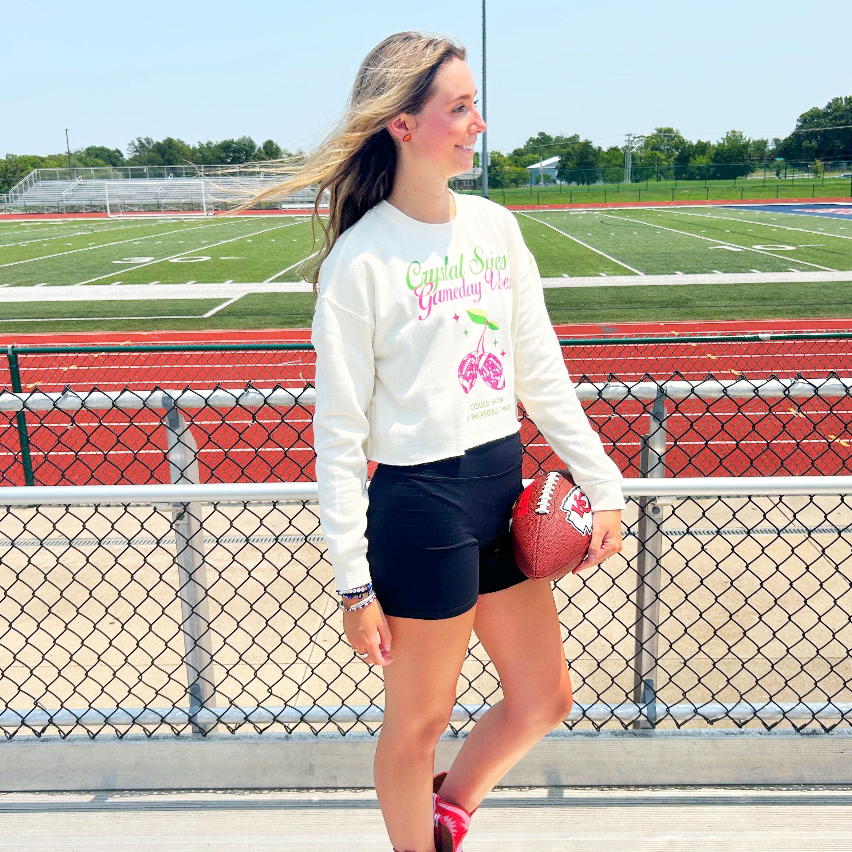 Gameday Vibes Crystal Skies Cropped Sweatshirt