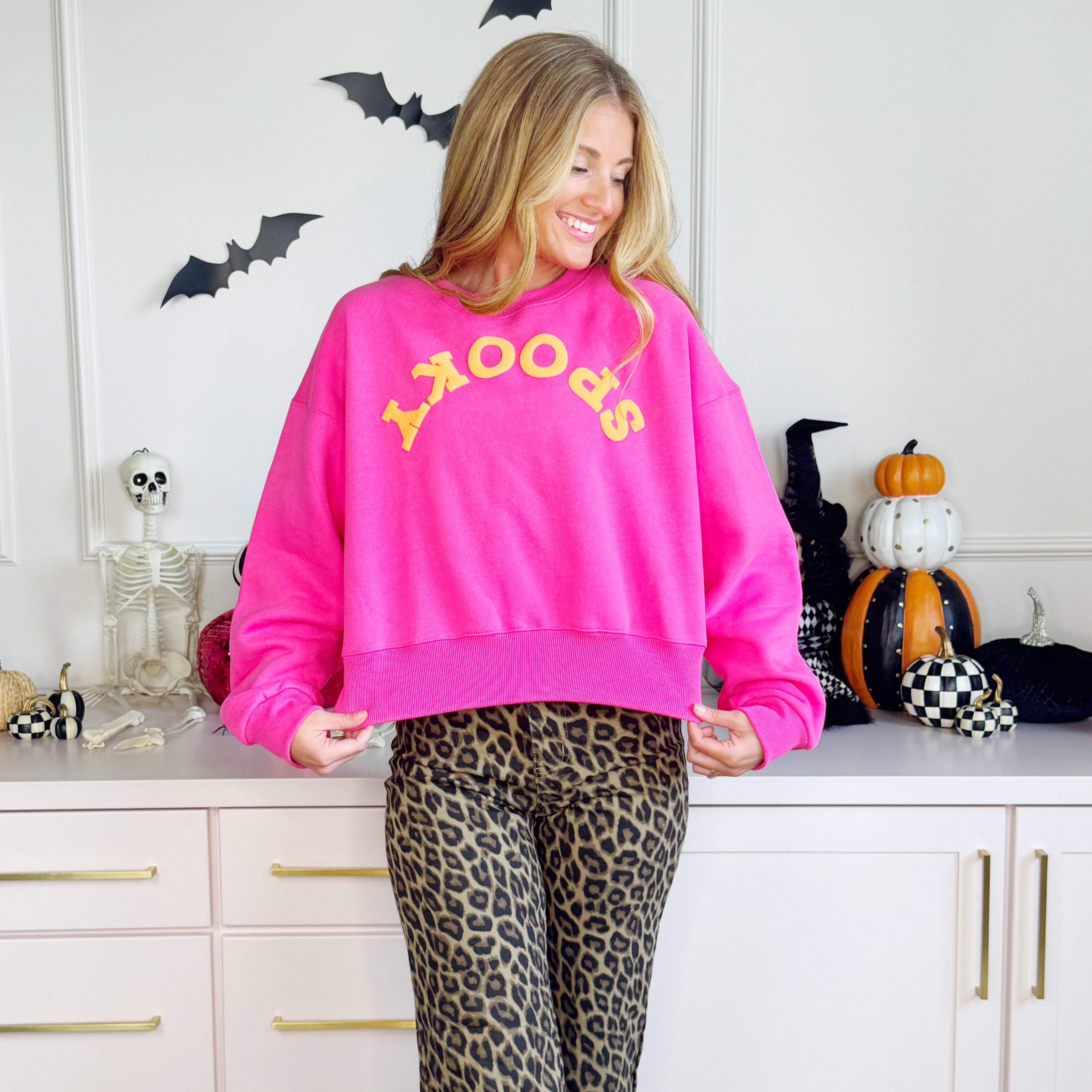 Puff Upside Down Spooky Cropped Sweatshirt-Pre Order!