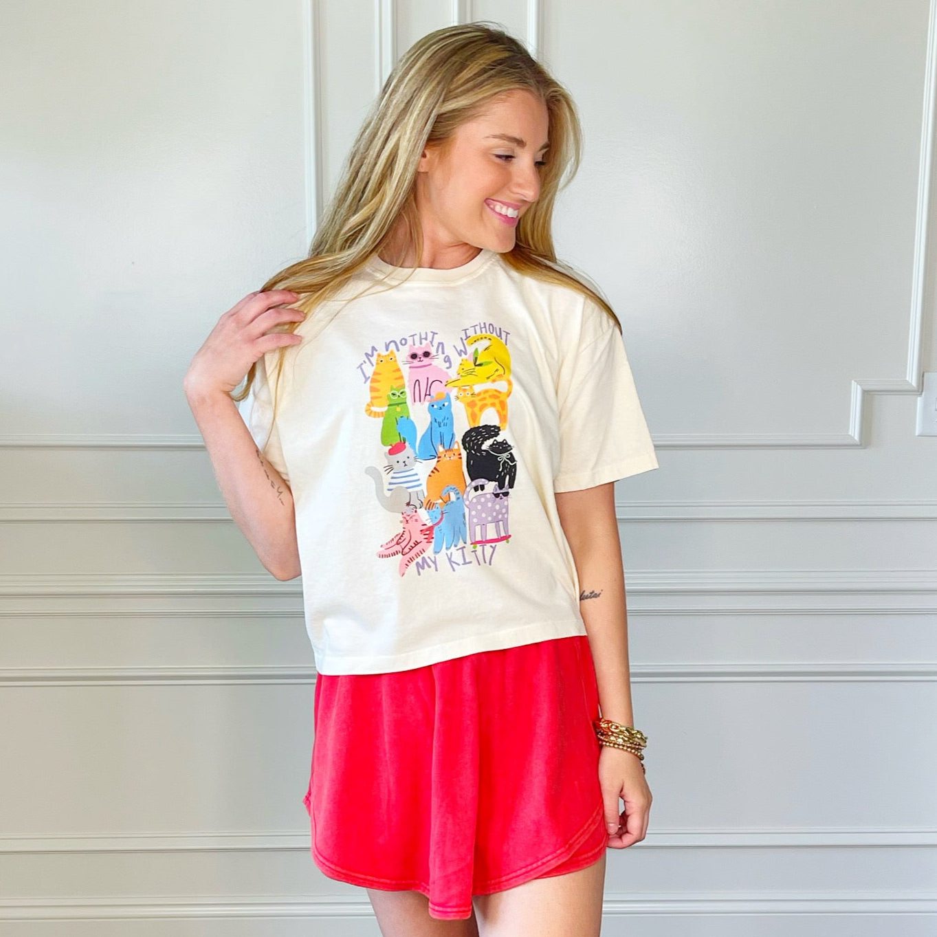 I'm Nothing without My Kitty Crop Tee