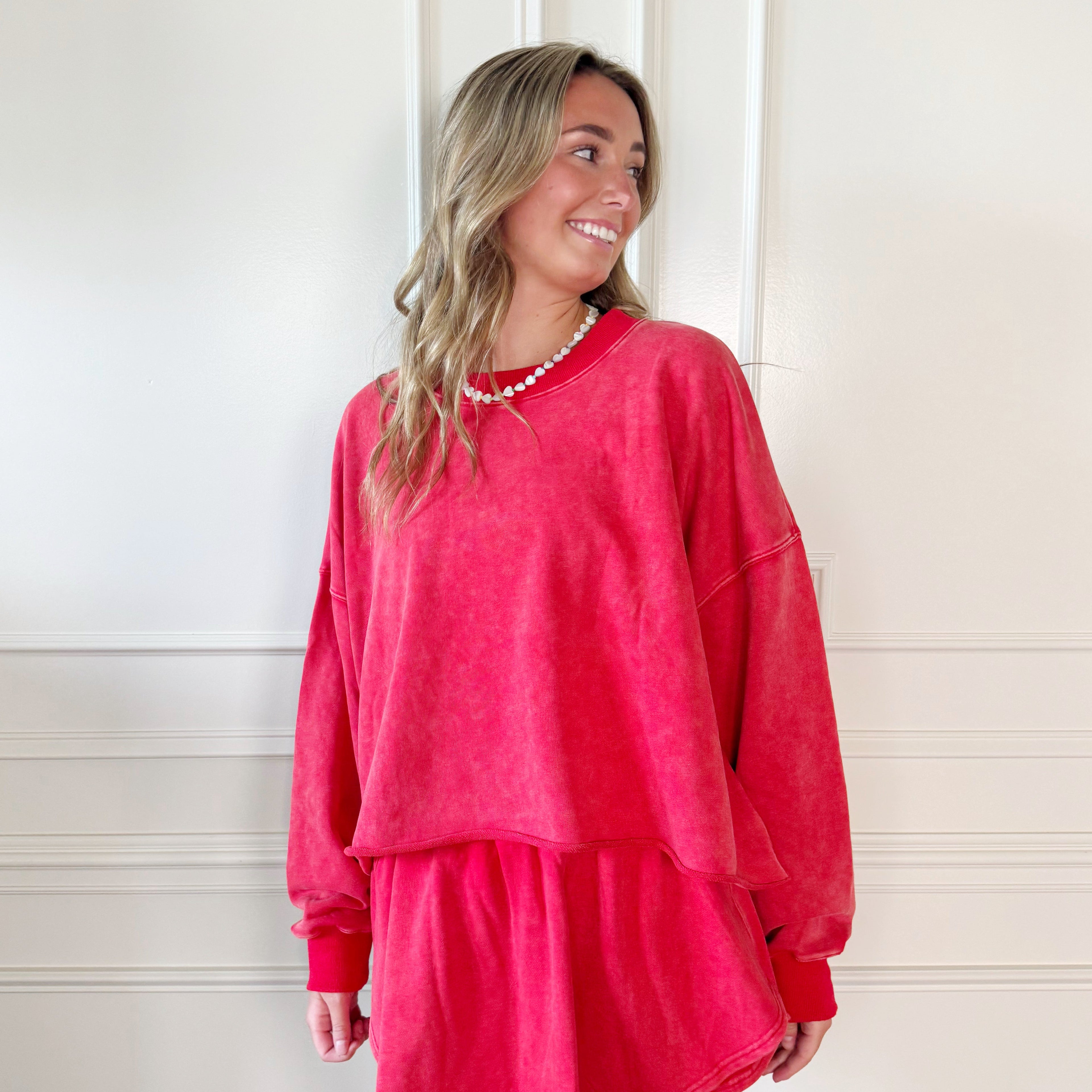 Red Long Sleeve Crop