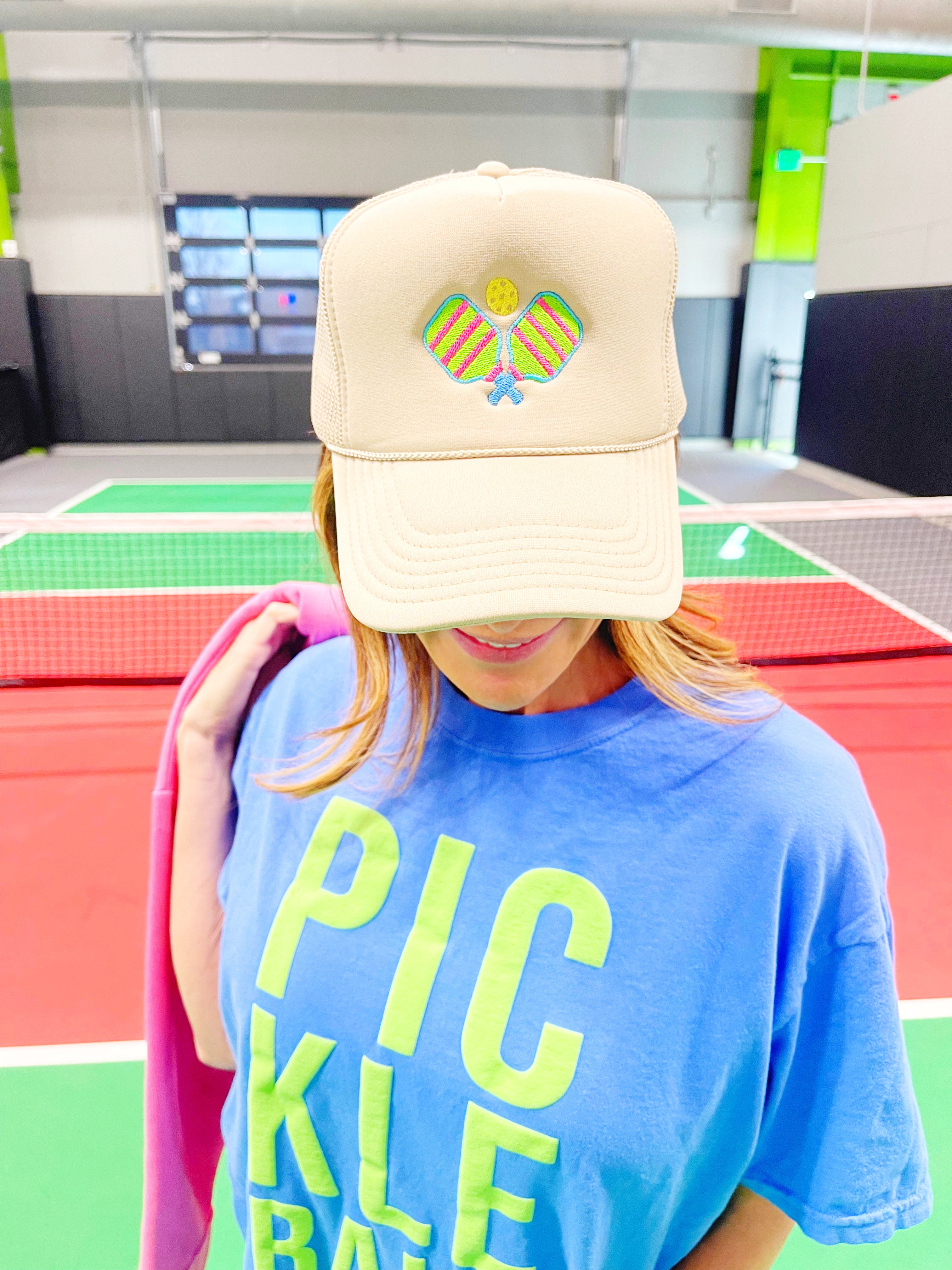 Pickleball Paddles Tan Trucker Hat