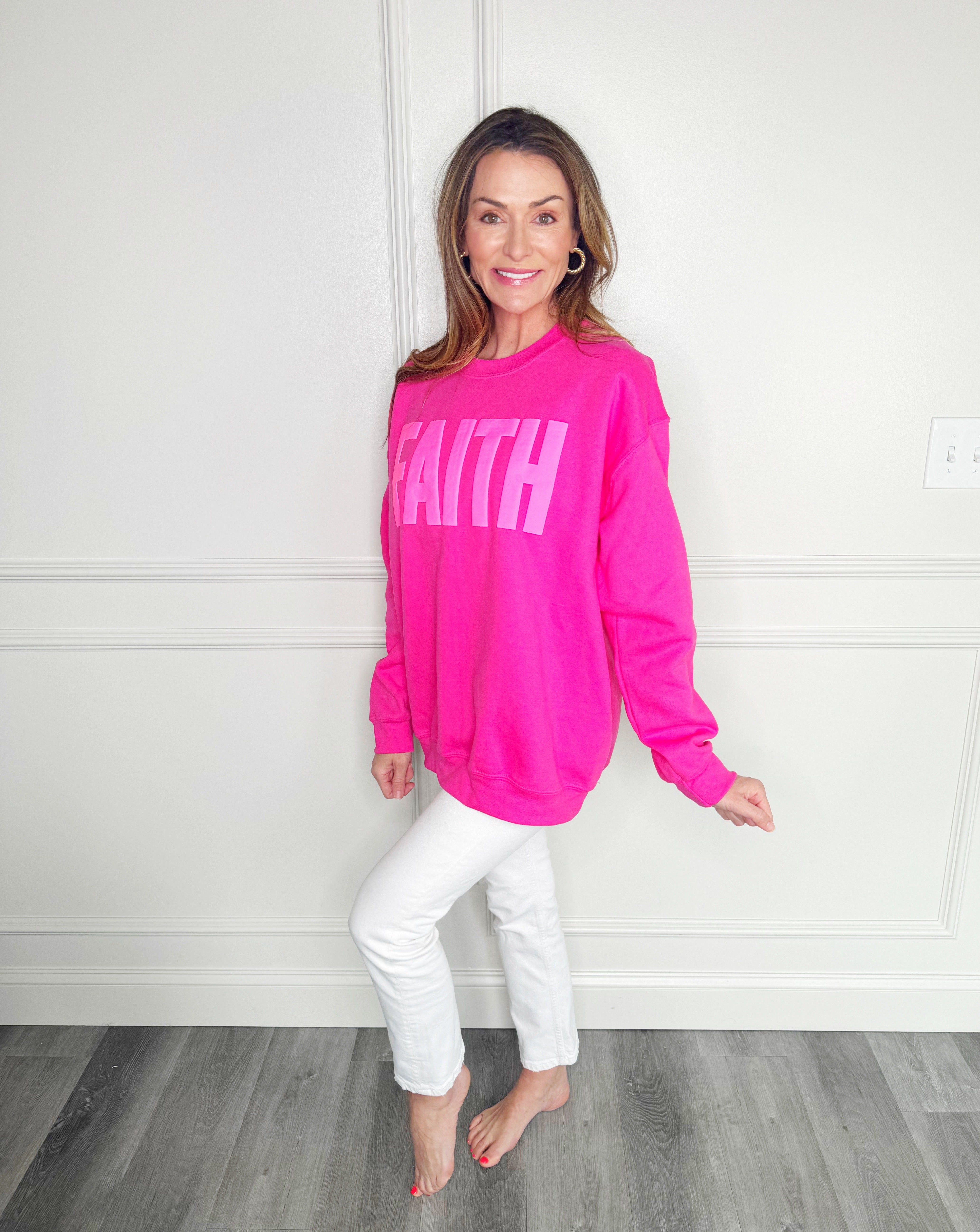 Puff Pink Faith Youth & Adult Sweatshirt