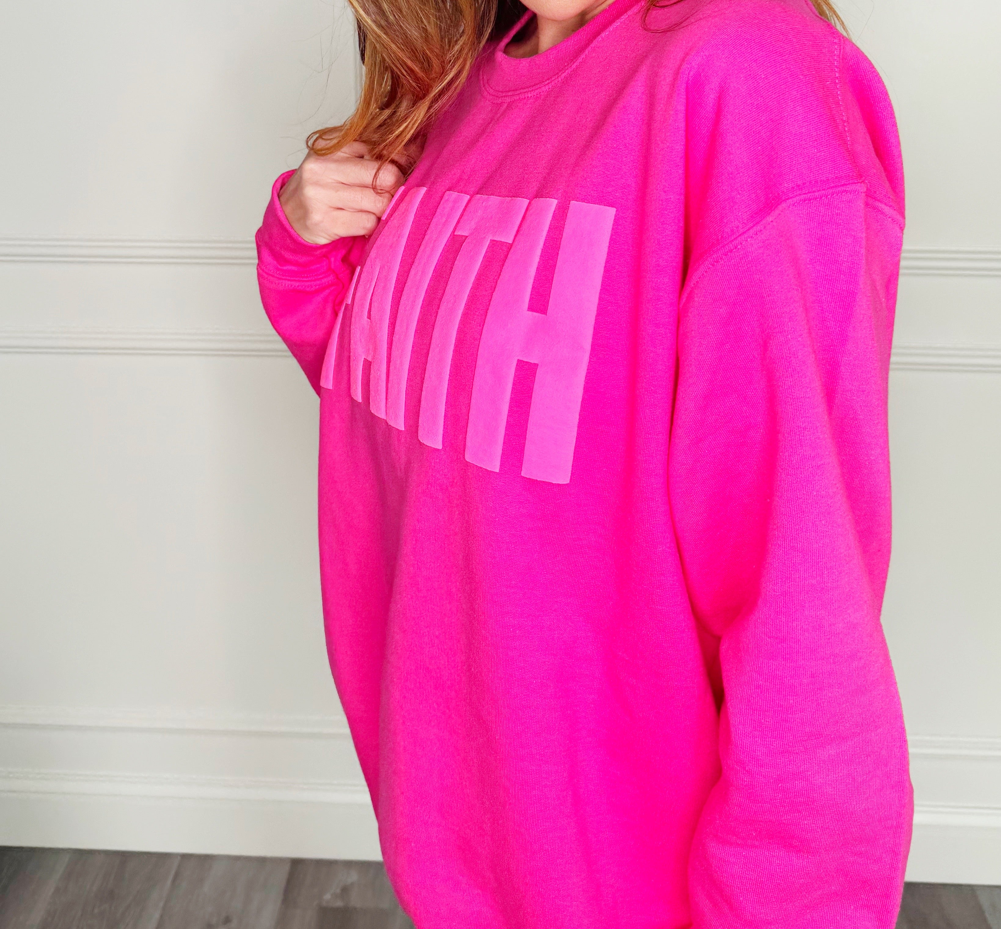 Puff Pink Faith Youth & Adult Sweatshirt