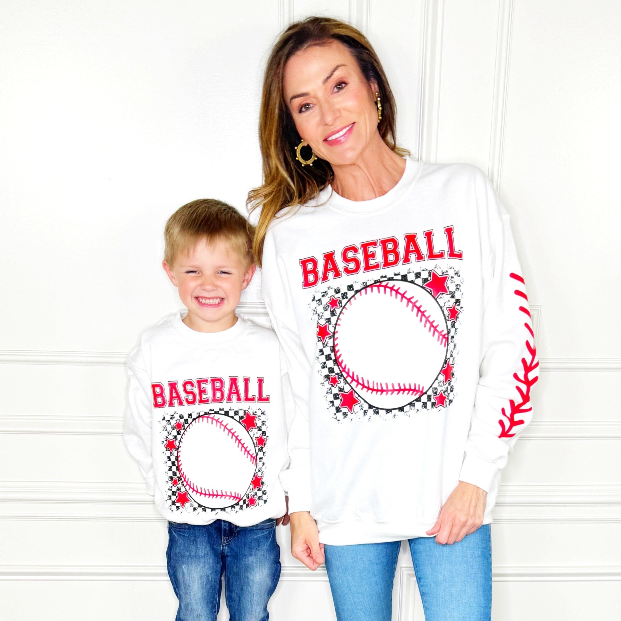 Checkered Baseball Youth and Adult Sweatshirt
