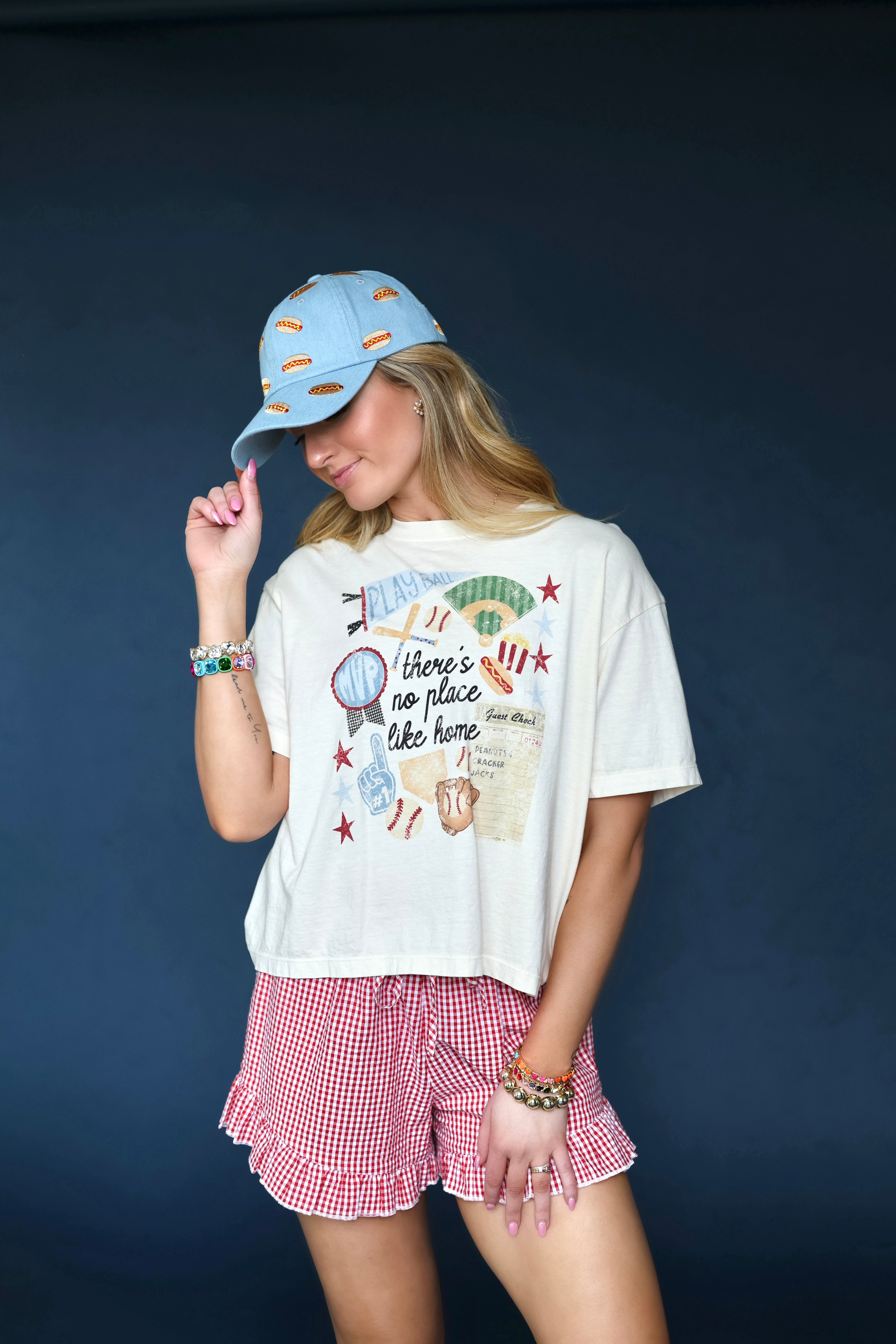 No Place Like Home Baseball Collage Crop Tee