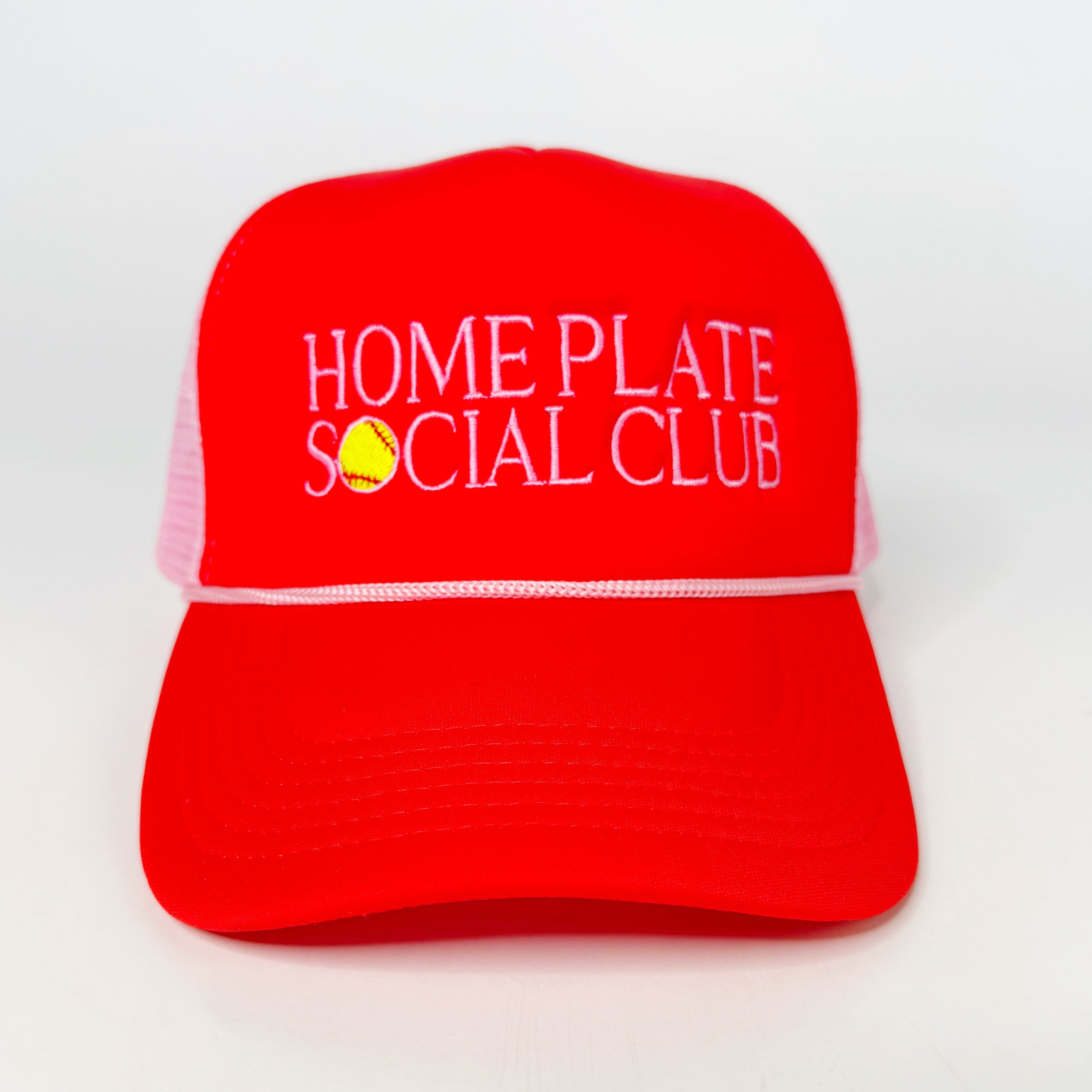 Home Plate Social Club Softball Red Trucker Hat