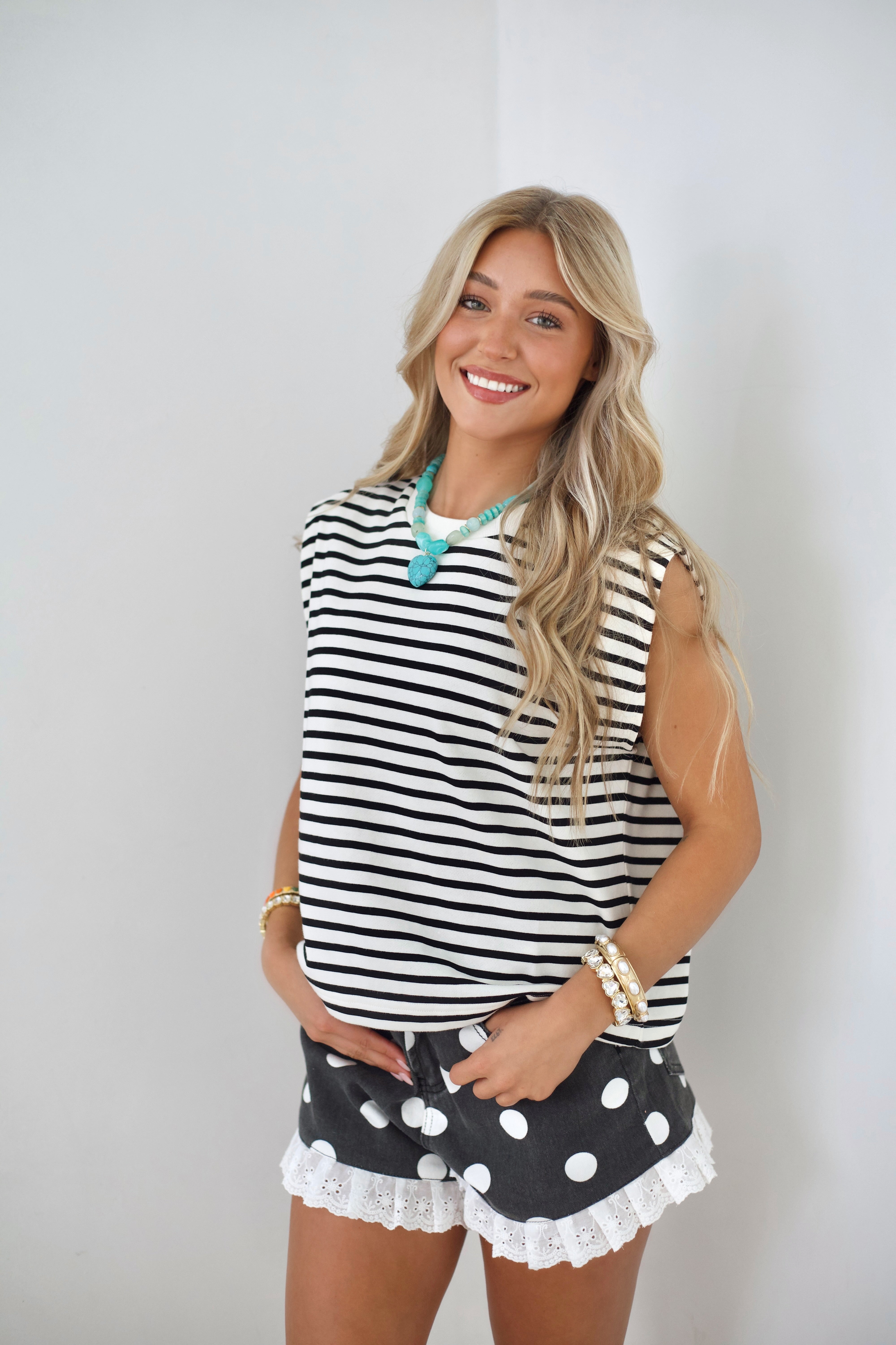 Black Dot Party Denim Ruffle Short - Pre Order