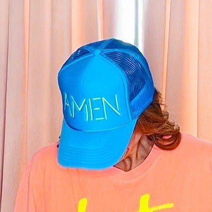 Neon Amen Trucker Hat