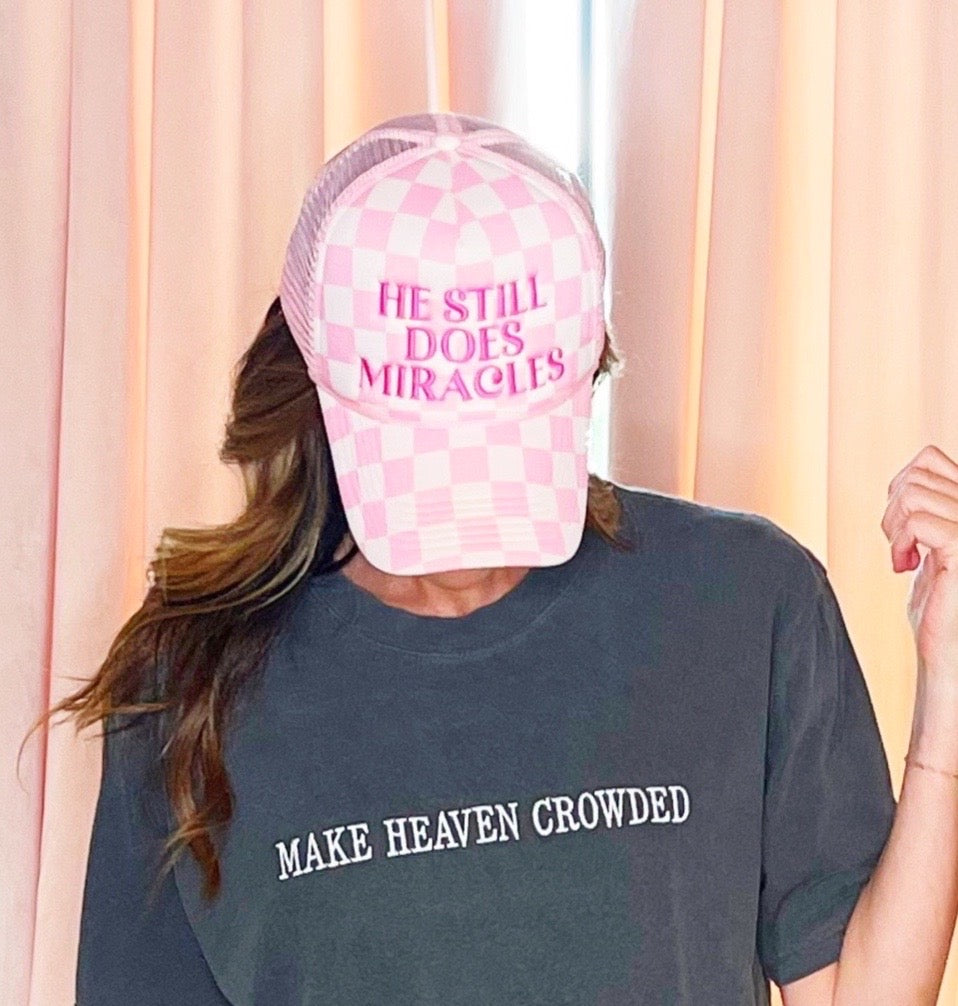 Checkered He Still Does Miracles Trucker Hat