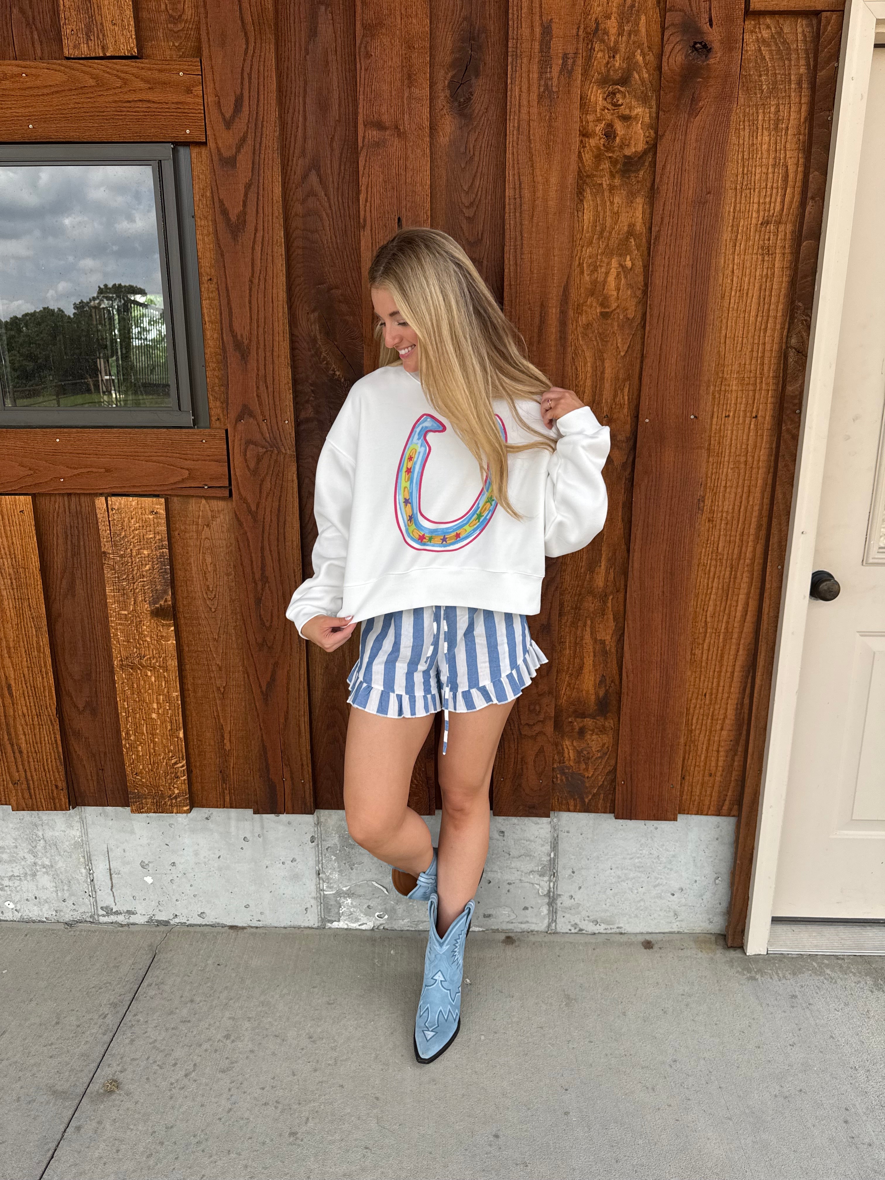 Bluebell Stripe Ruffle Short
