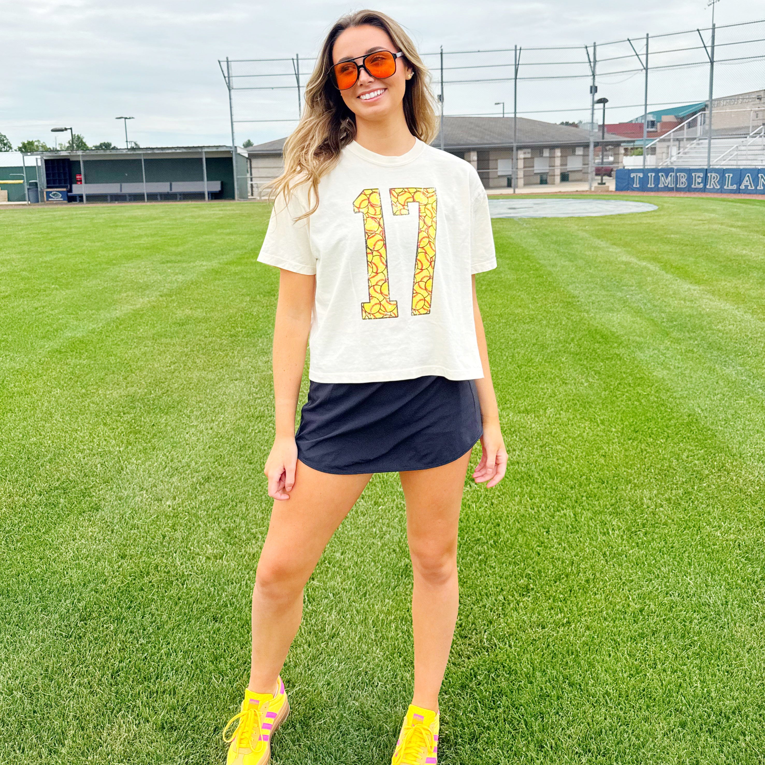 Custom Softball Number Crop Tee