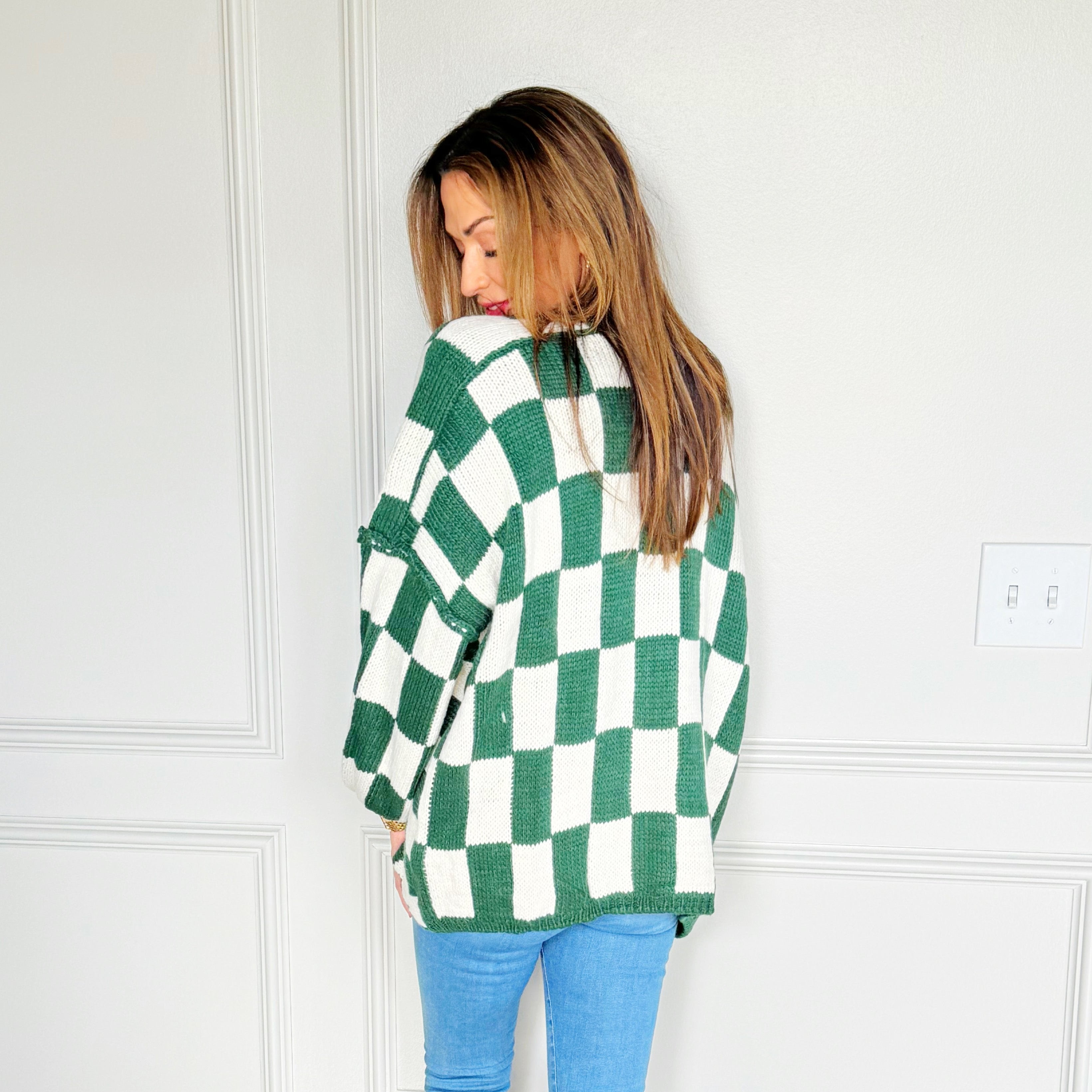 Oversized Hunter Checker Cardigan