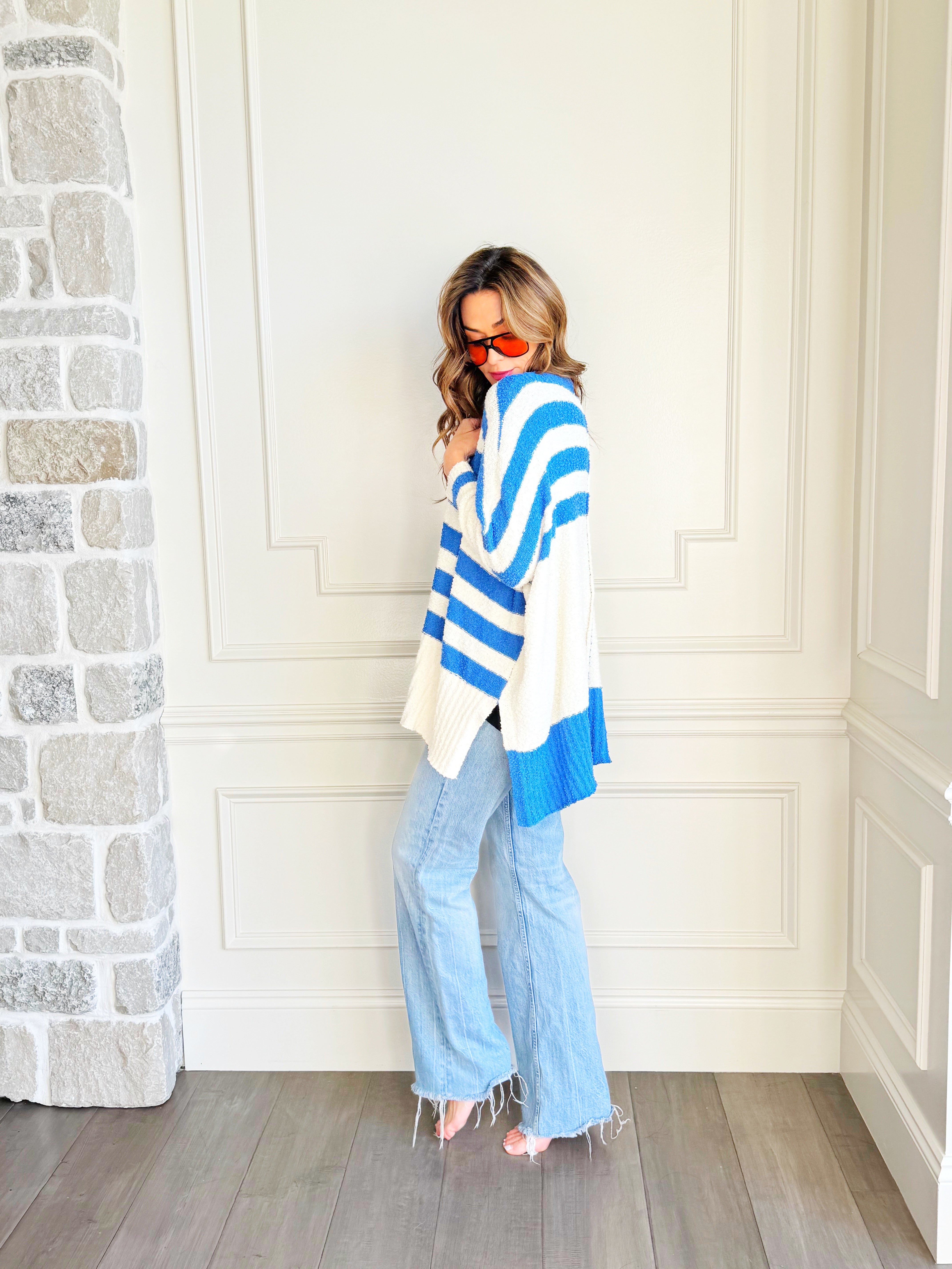 Blue Striped Cardigan