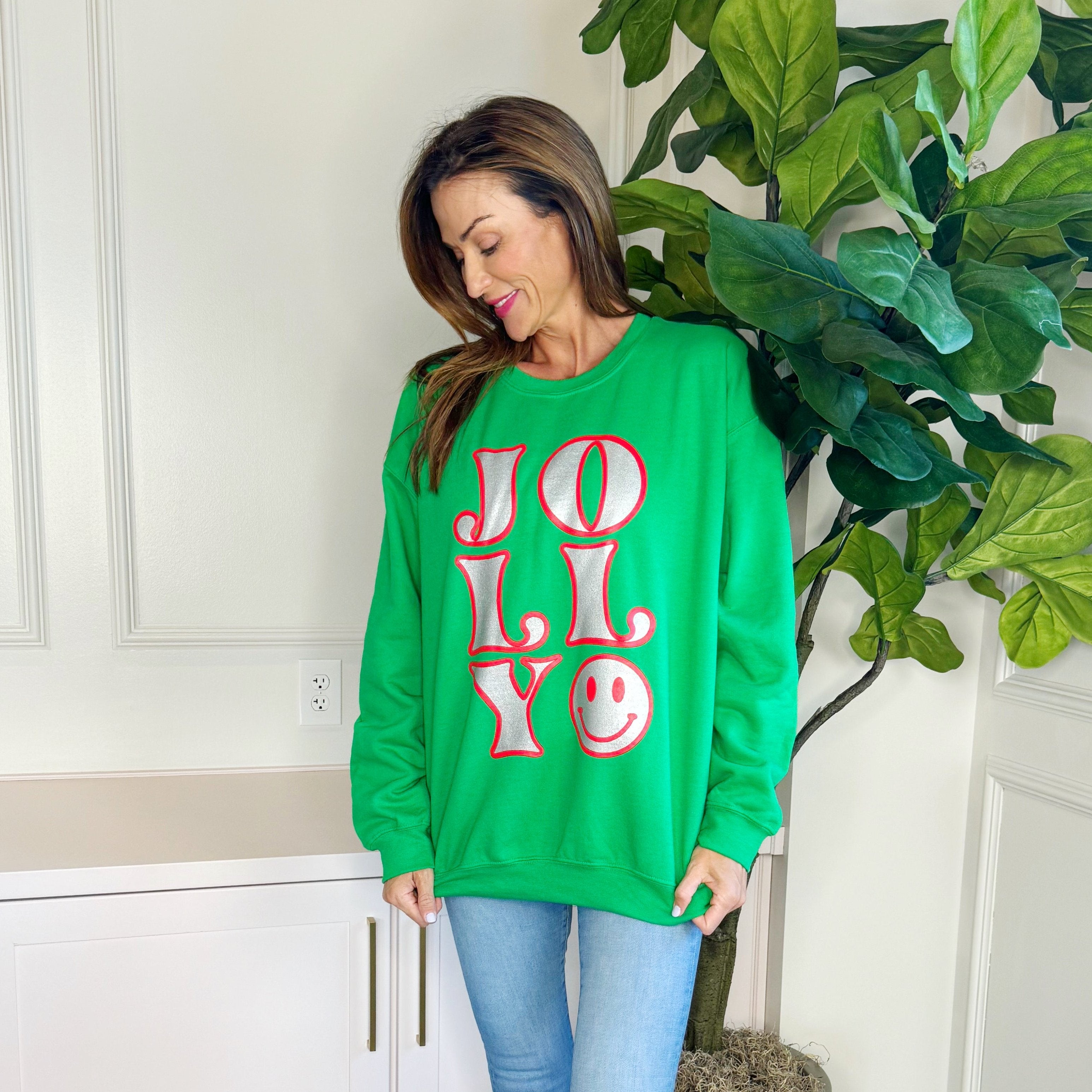 Jolly Smiley Shimmer Sweatshirt